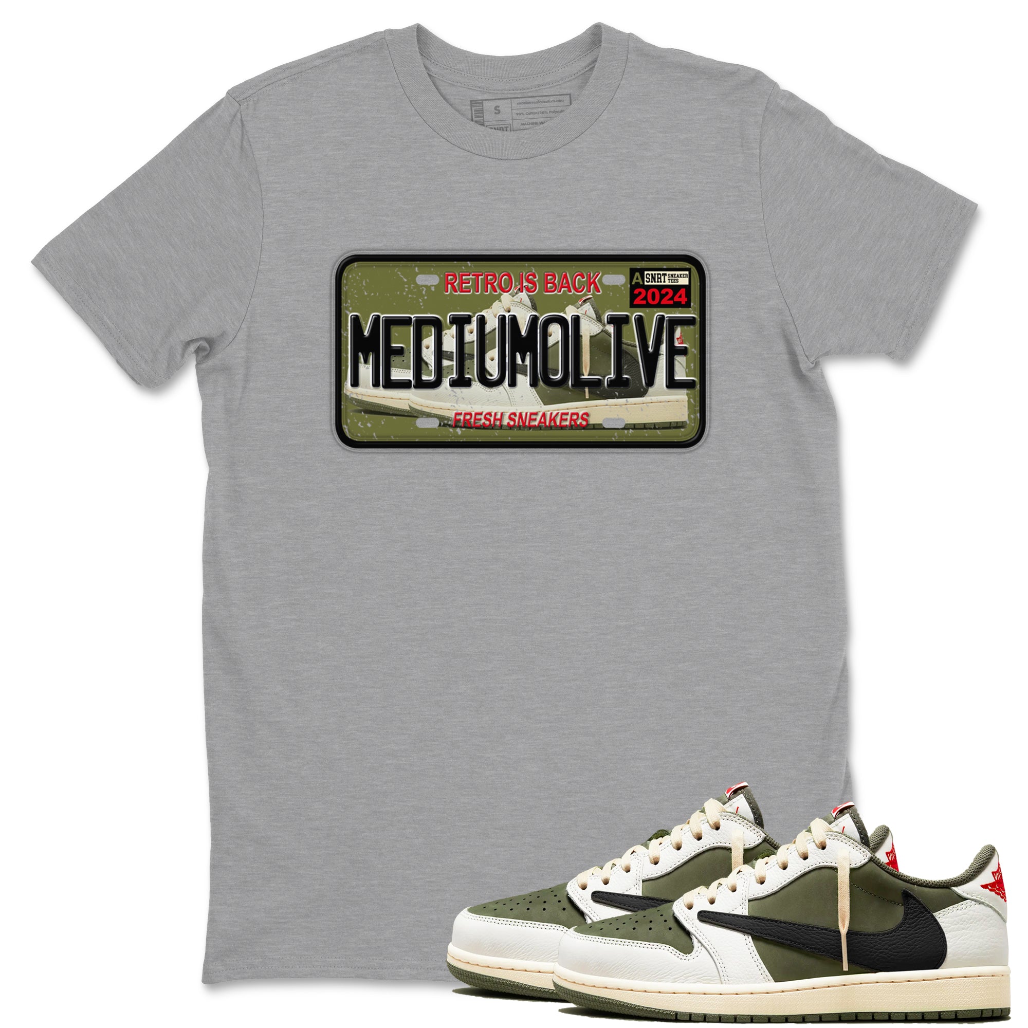 snkmatch Plate snkmatch Tees - Air Jordan 1 Travis Scott Medium Olive