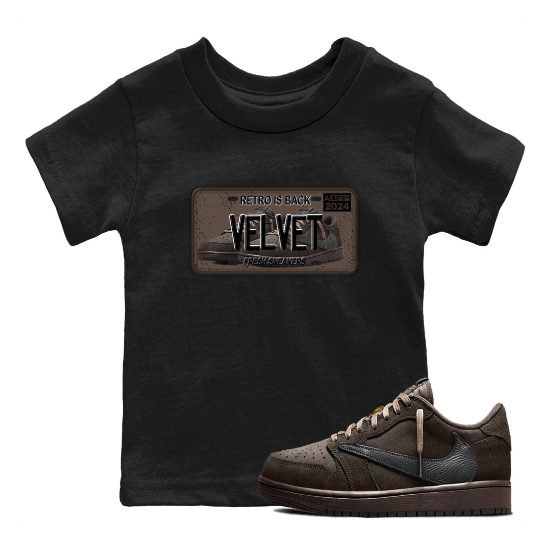 snkmatch Plate snkmatch Tees Kids - Air Jordan 1 Travis Scott Velvet Brown