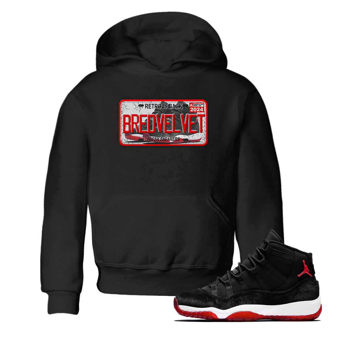 snkmatch Plate snkmatch Tees Kids - Air Jordan 11 Bred Velvet