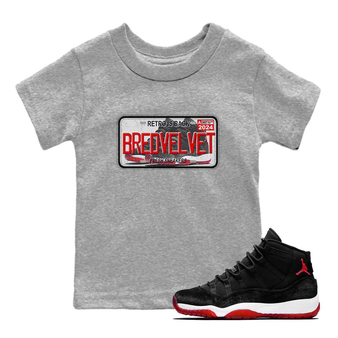 snkmatch Plate snkmatch Tees Kids - Air Jordan 11 Bred Velvet