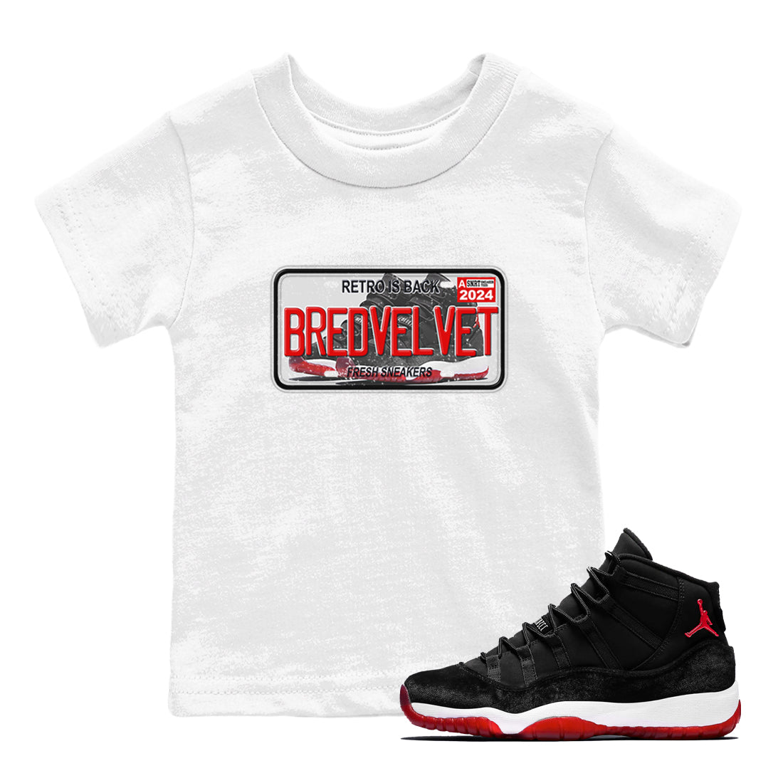 snkmatch Plate snkmatch Tees Kids - Air Jordan 11 Bred Velvet