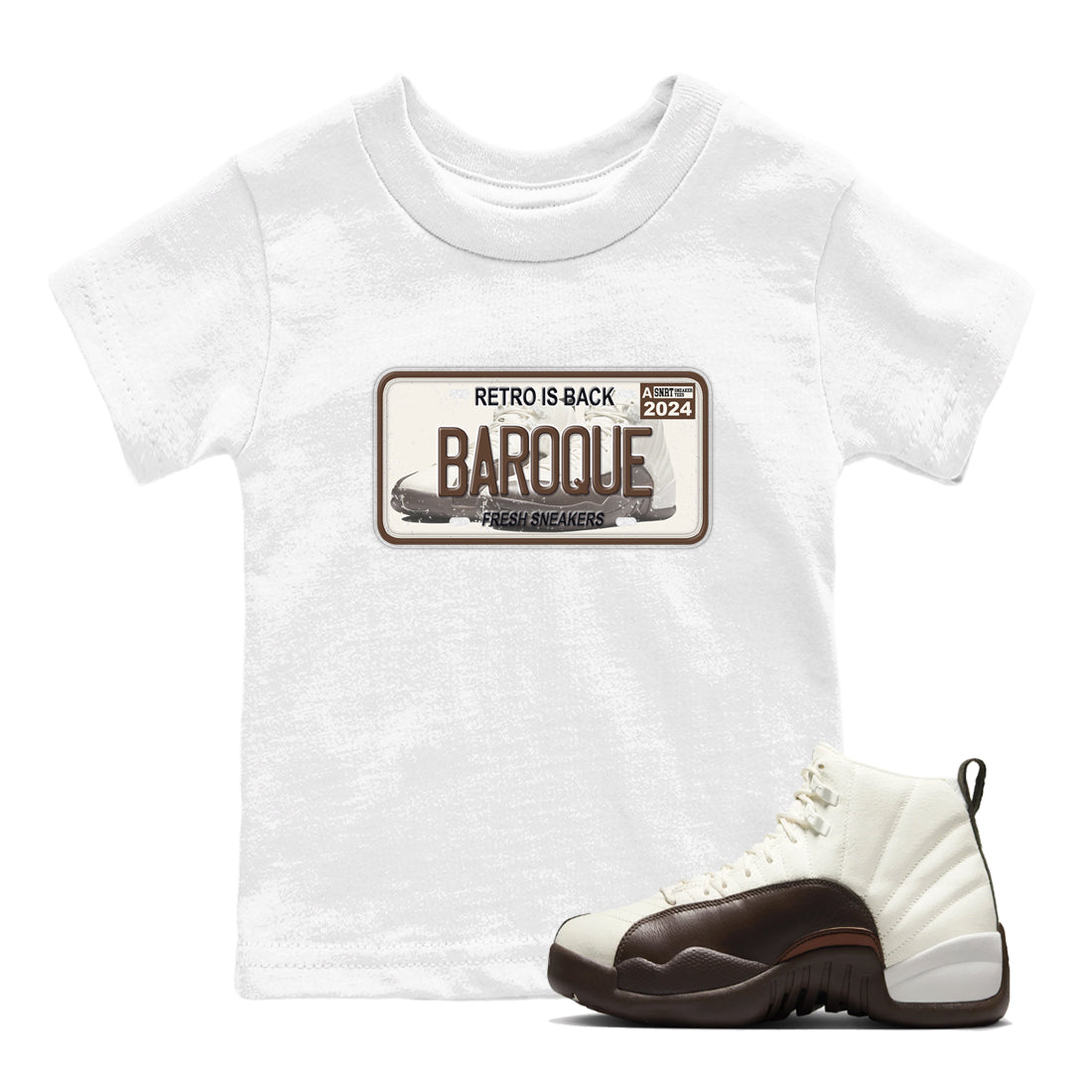 snkmatch Plate snkmatch Tees Kids - Air Jordan 12 Baroque Brown