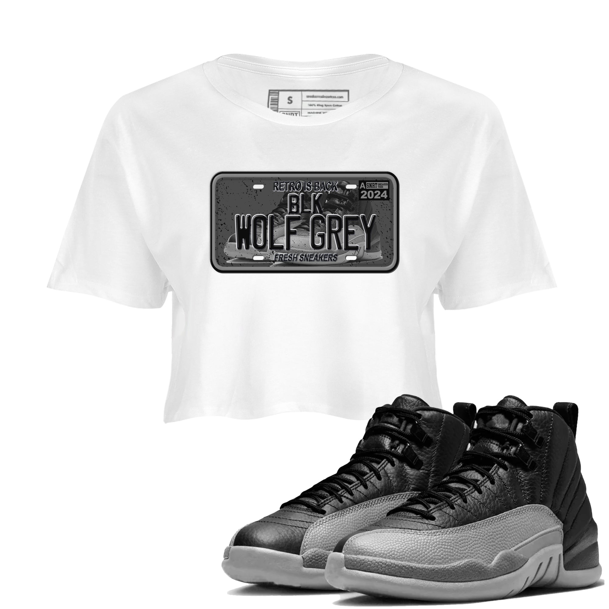 snkmatch Plate snkmatch Women's Top - Air Jordan 12 Black Wolf Grey