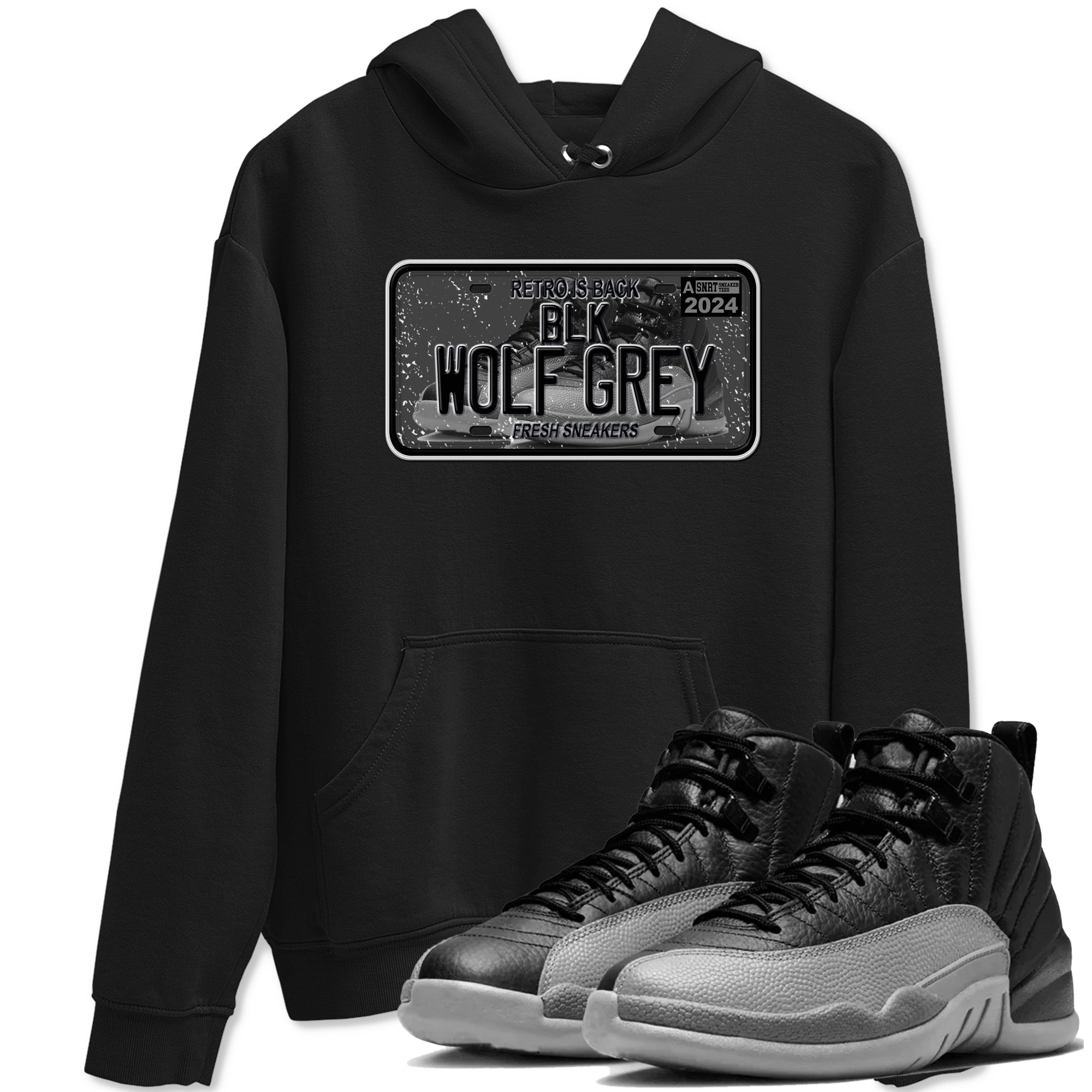 snkmatch Plate snkmatch Tees - Air Jordan 12 Black Wolf Grey