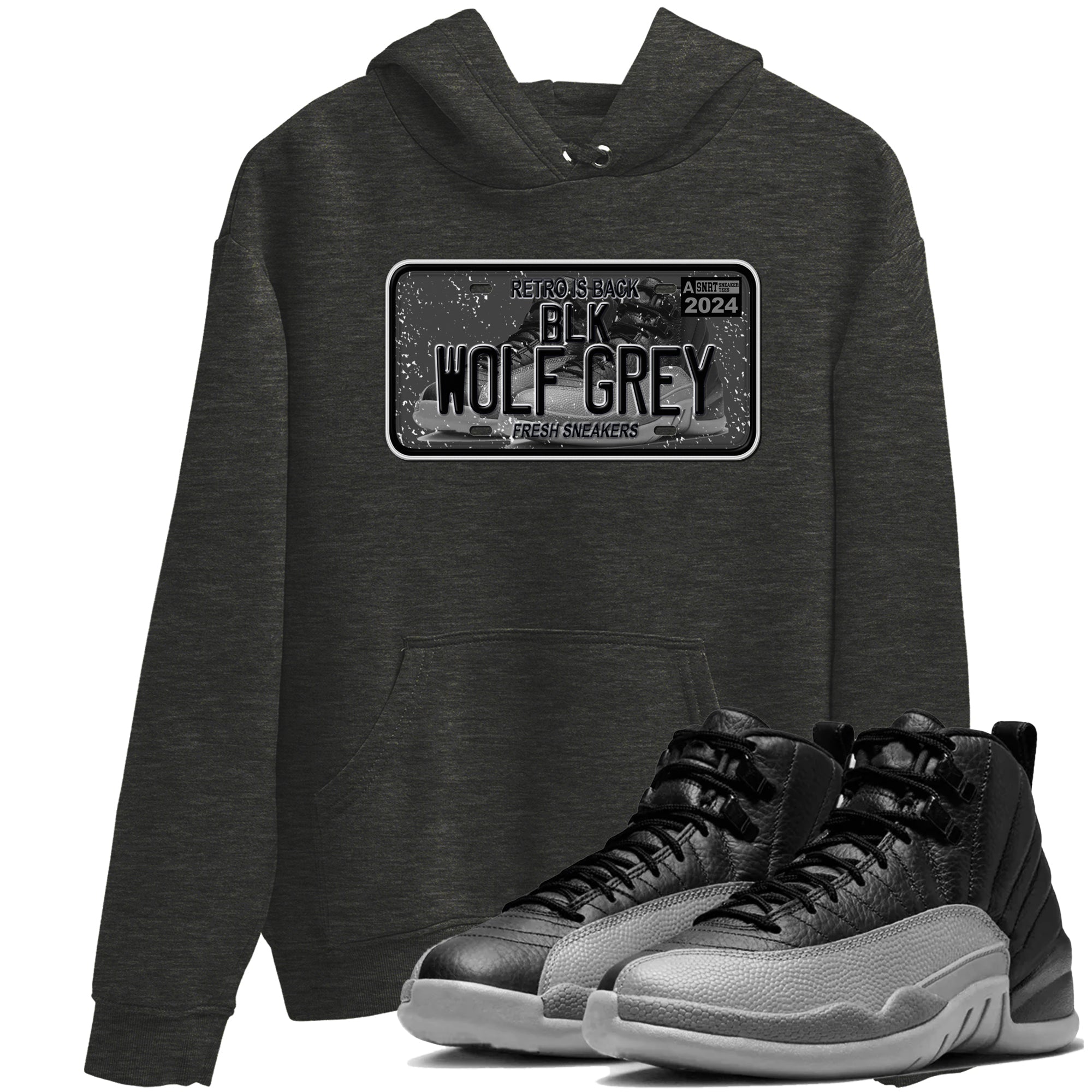 snkmatch Plate snkmatch Tees - Air Jordan 12 Black Wolf Grey