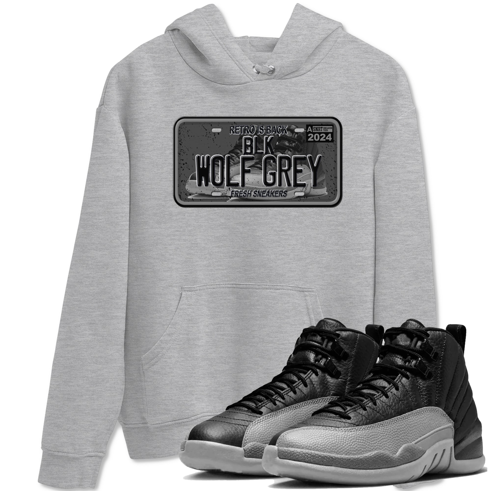 snkmatch Plate snkmatch Tees - Air Jordan 12 Black Wolf Grey