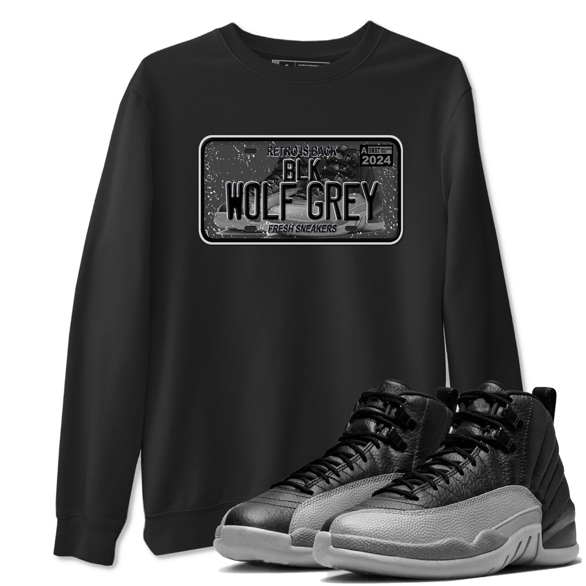 snkmatch Plate snkmatch Tees - Air Jordan 12 Black Wolf Grey