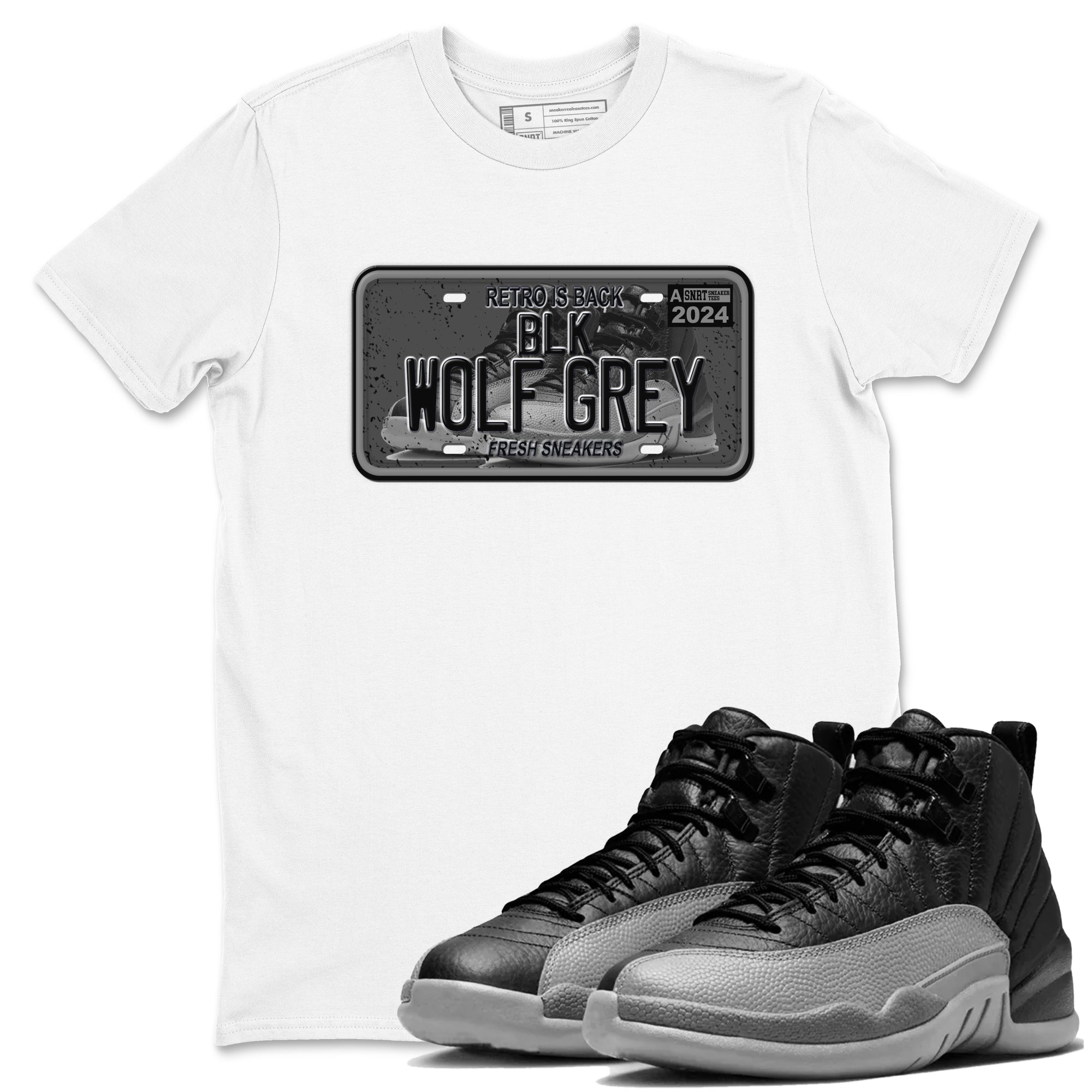 snkmatch Plate snkmatch Tees - Air Jordan 12 Black Wolf Grey