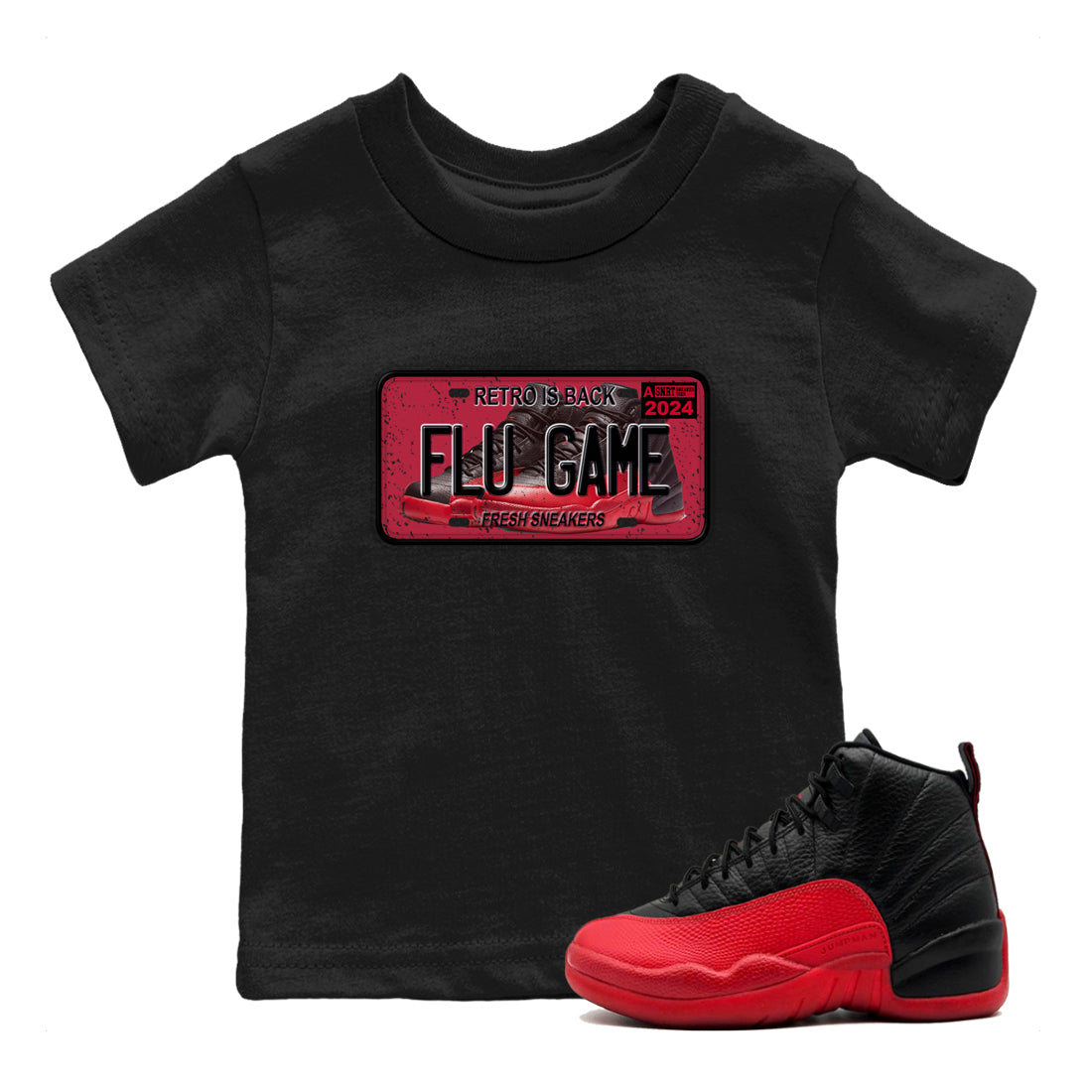 snkmatch Plate snkmatch Tees Kids - Air Jordan 12 Flu Game