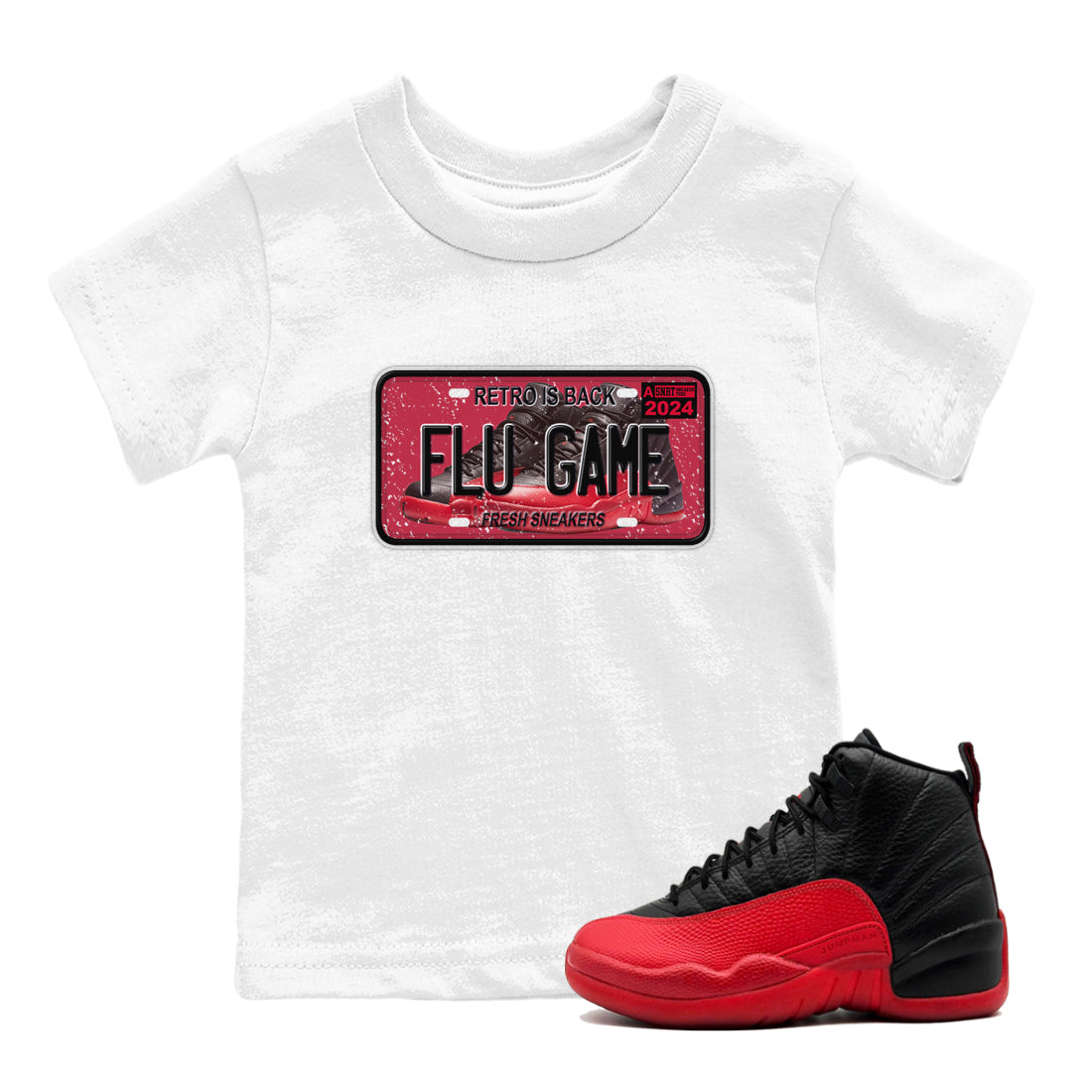 snkmatch Plate snkmatch Tees Kids - Air Jordan 12 Flu Game