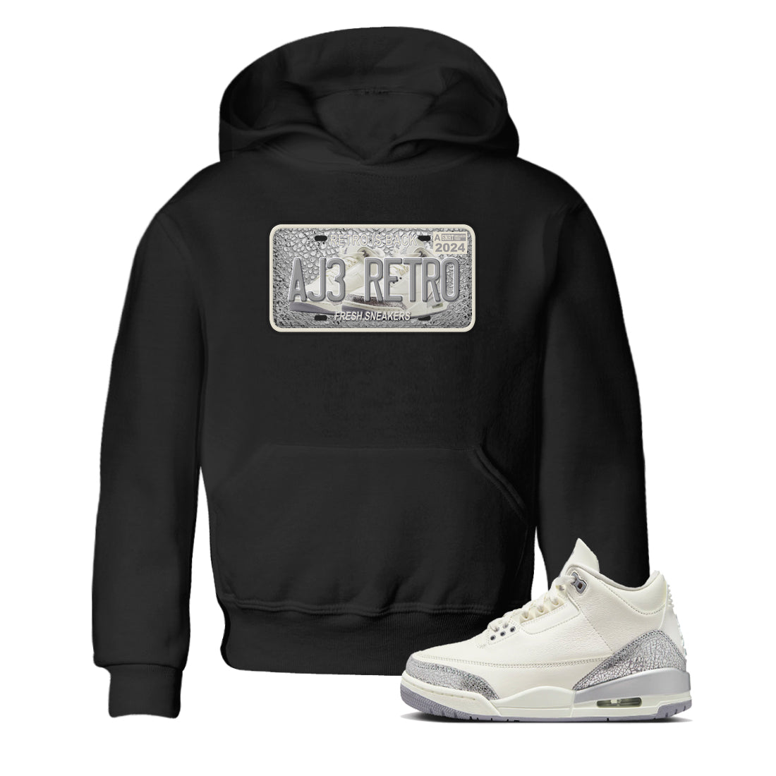 snkmatch Plate snkmatch Tees Kids - Air Jordan 3 Sail and Cement Grey