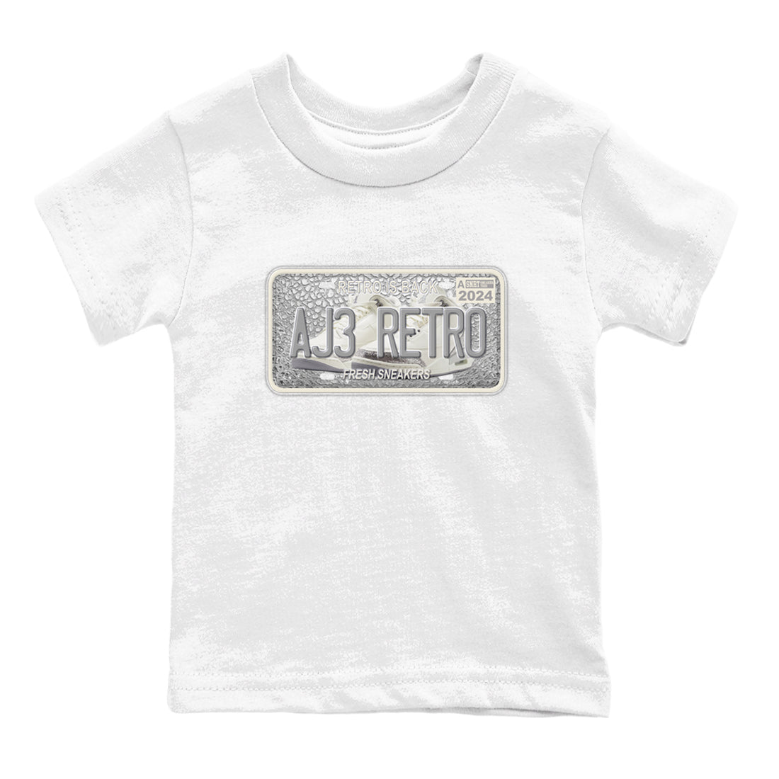 snkmatch Plate snkmatch Tees Kids - Air Jordan 3 Sail and Cement Grey