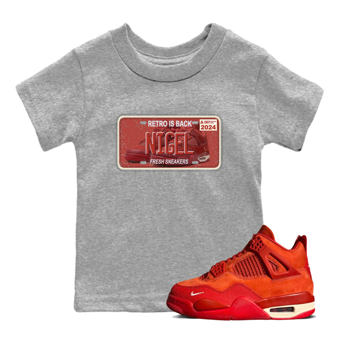 snkmatch Plate snkmatch Tees Kids - Air Jordan 4 Brick By Brick