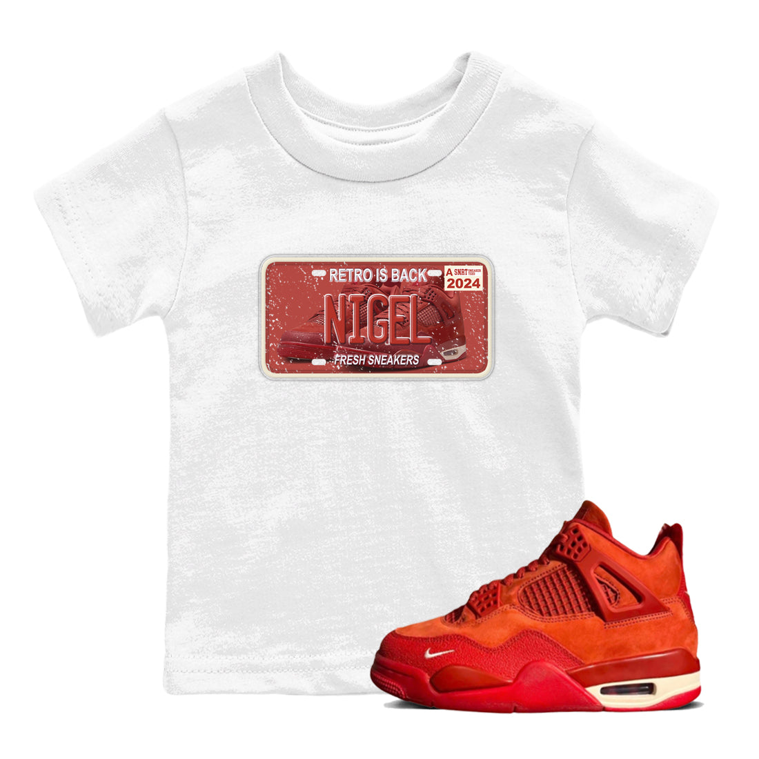 snkmatch Plate snkmatch Tees Kids - Air Jordan 4 Brick By Brick