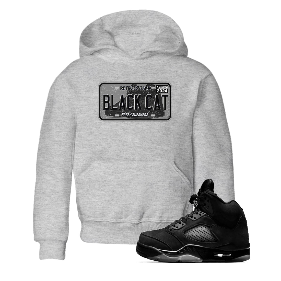 snkmatch Plate snkmatch Tees Kids - Air Jordan 5 Black Cat
