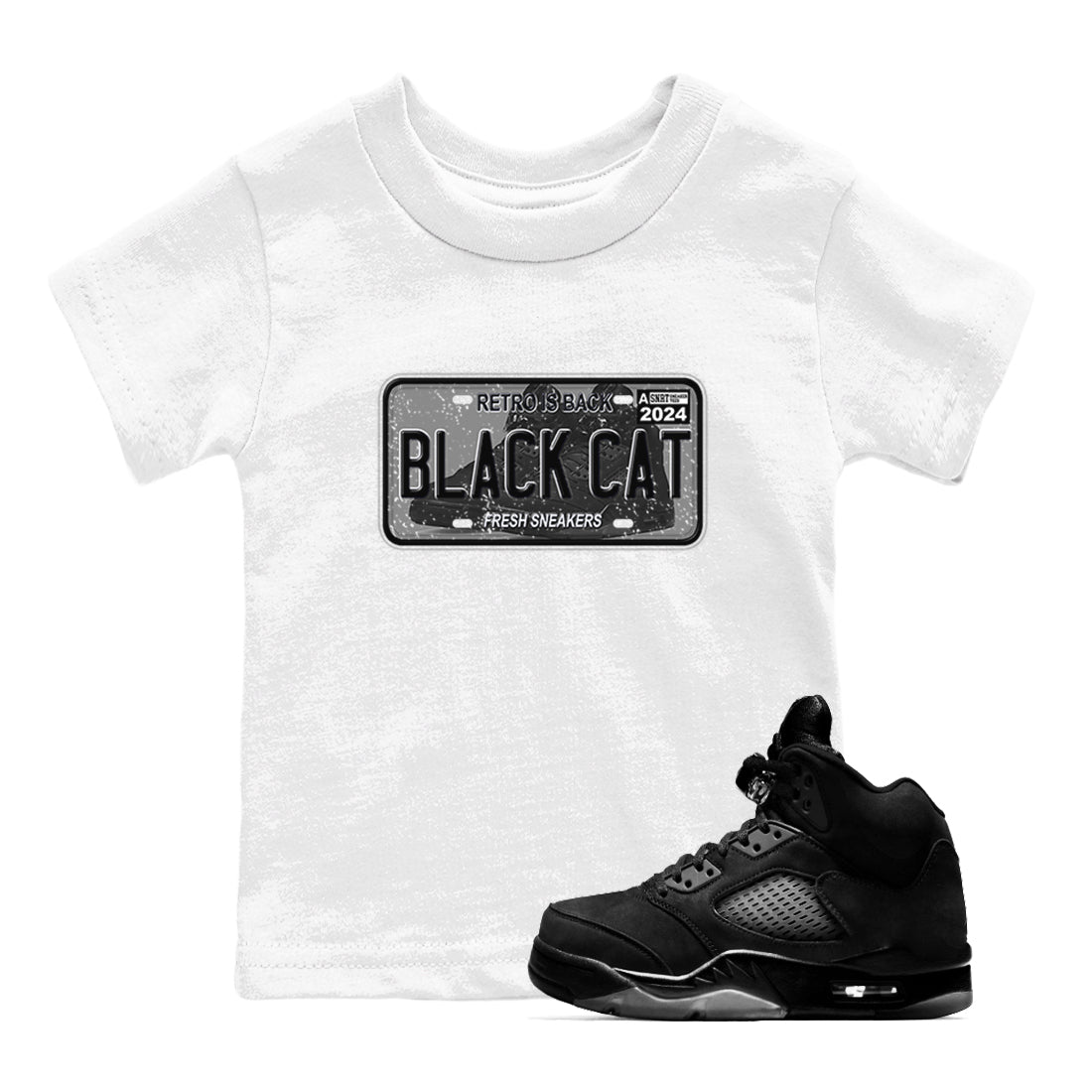 snkmatch Plate snkmatch Tees Kids - Air Jordan 5 Black Cat