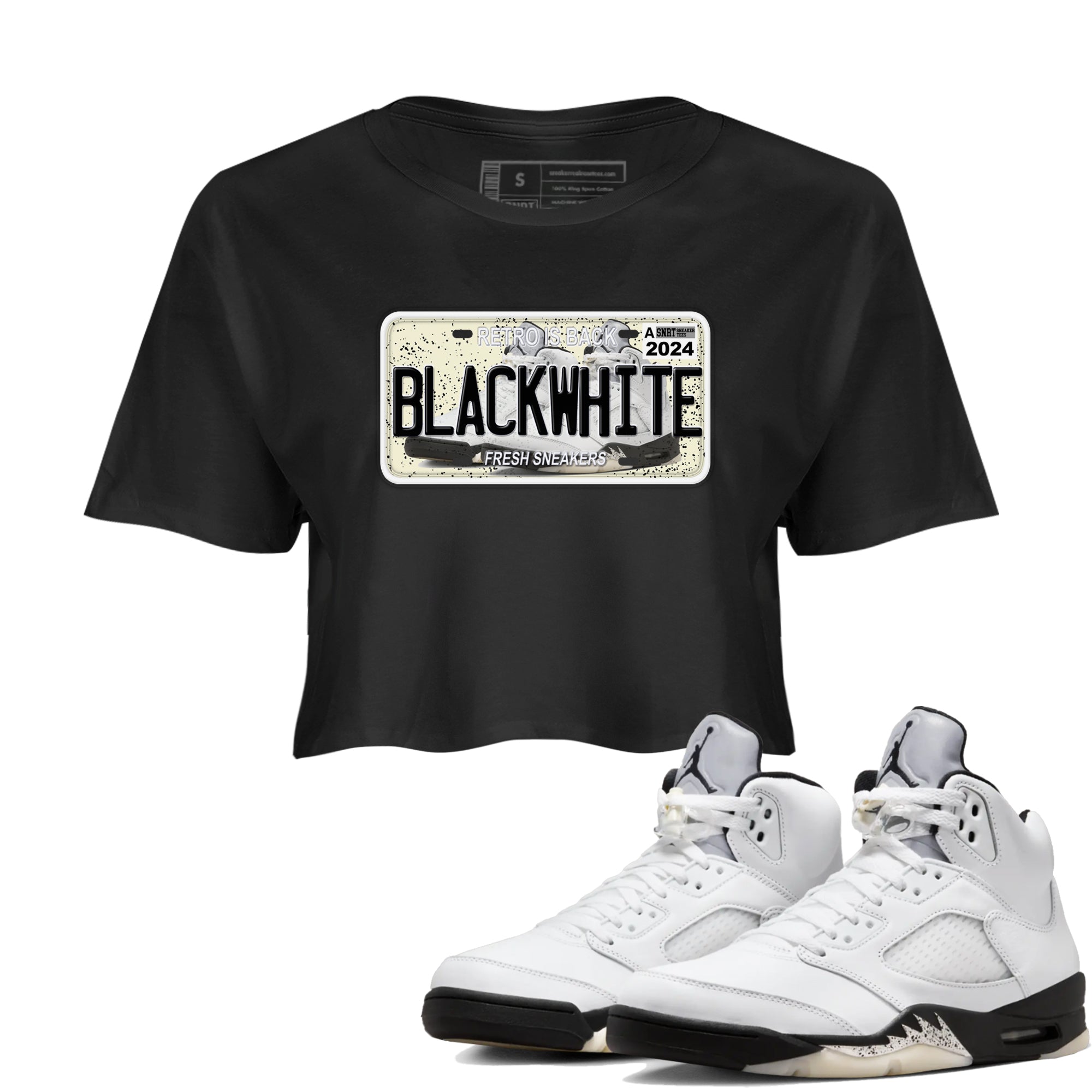 snkmatch Plate snkmatch Women's Top - Air Jordan 5 White Black