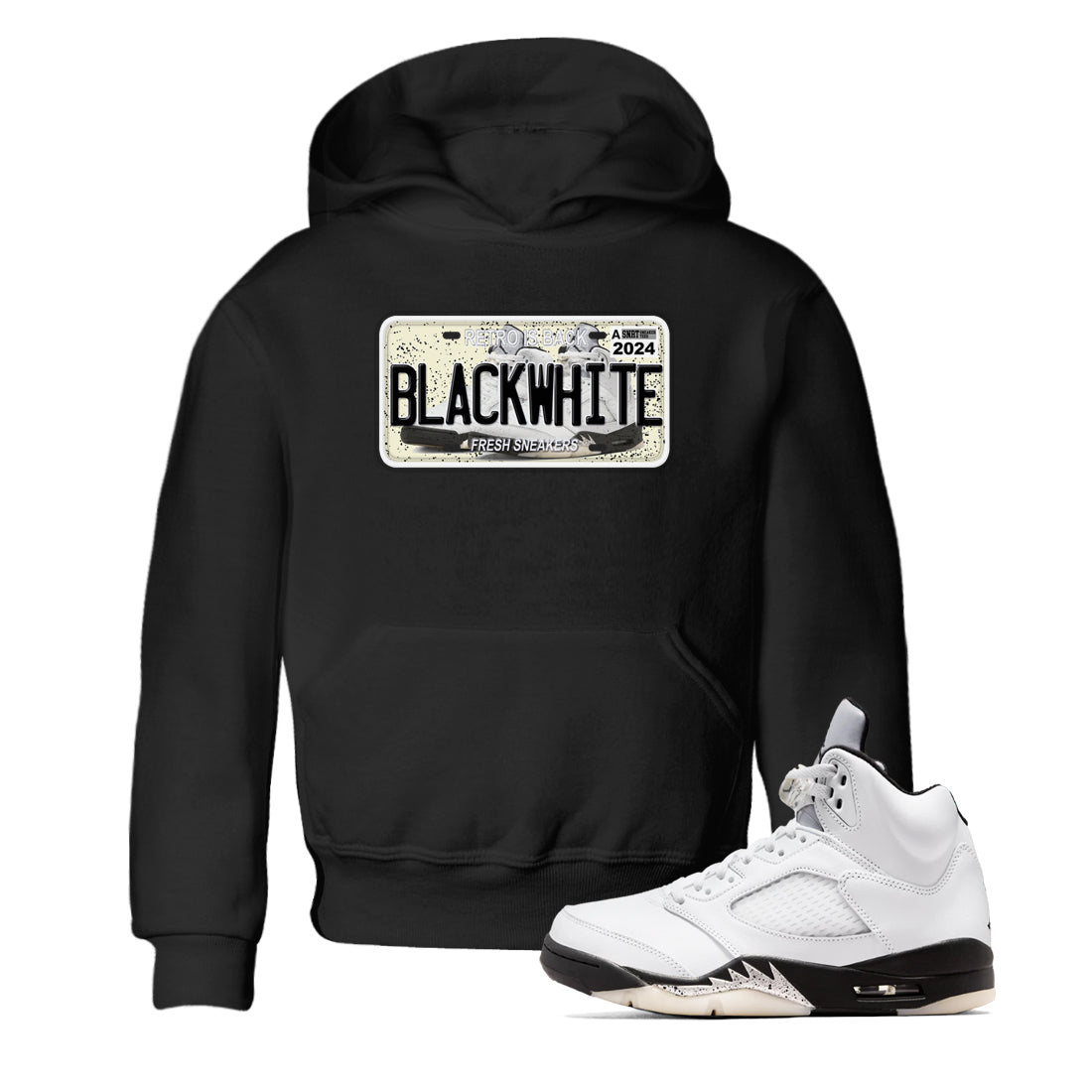 snkmatch Plate snkmatch Tees Kids - Air Jordan 5 White Black