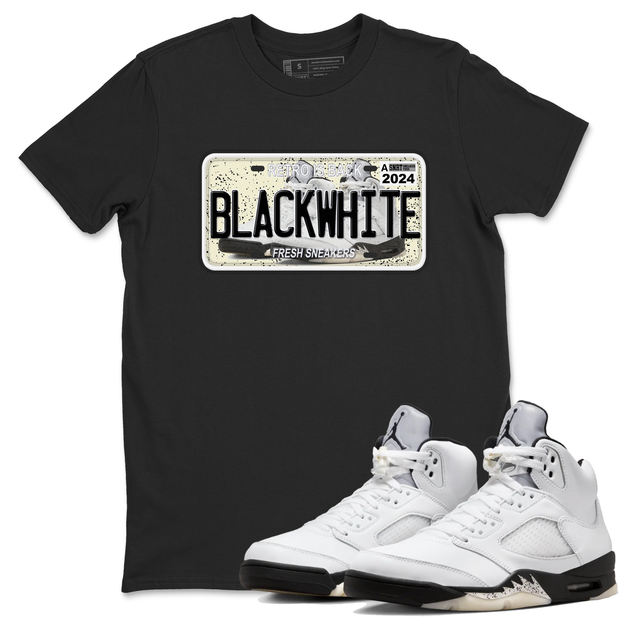snkmatch Plate snkmatch Tees - Air Jordan 5 White Black