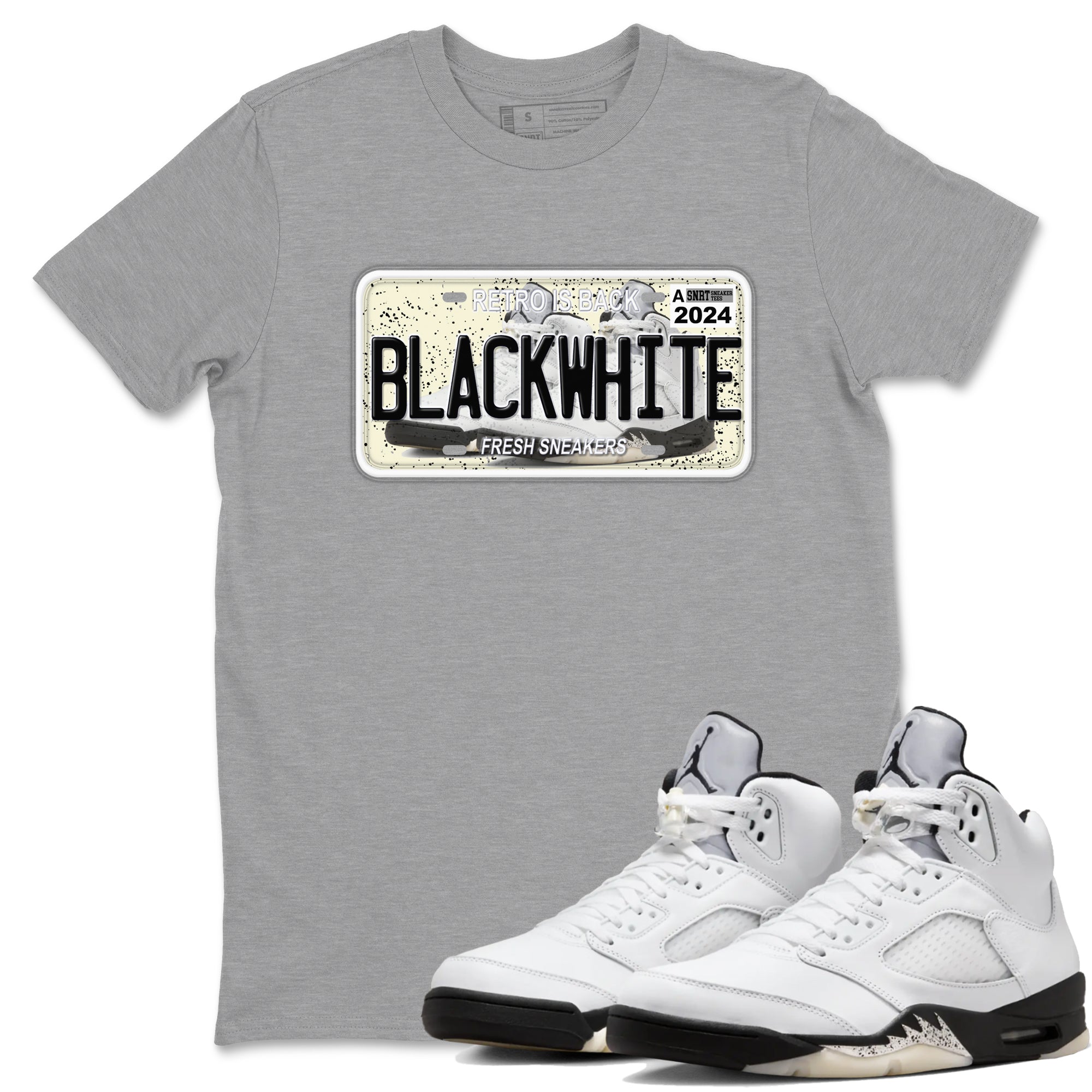 snkmatch Plate snkmatch Tees - Air Jordan 5 White Black