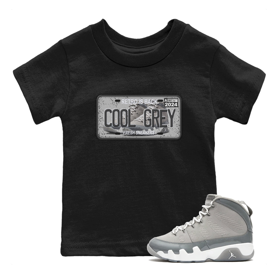 snkmatch Plate snkmatch Tees Kids - Air Jordan 9 Cool Grey