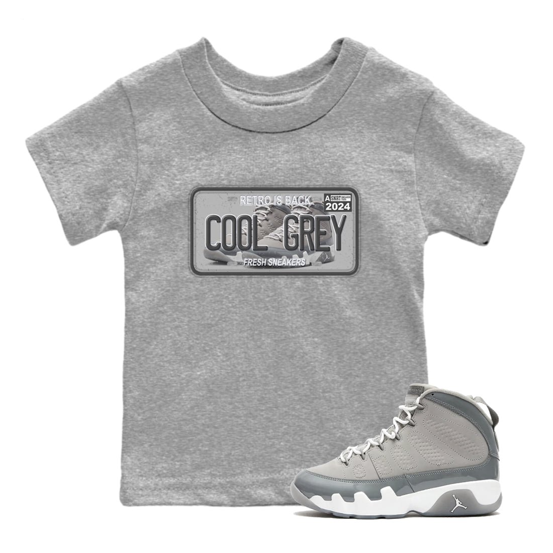snkmatch Plate snkmatch Tees Kids - Air Jordan 9 Cool Grey