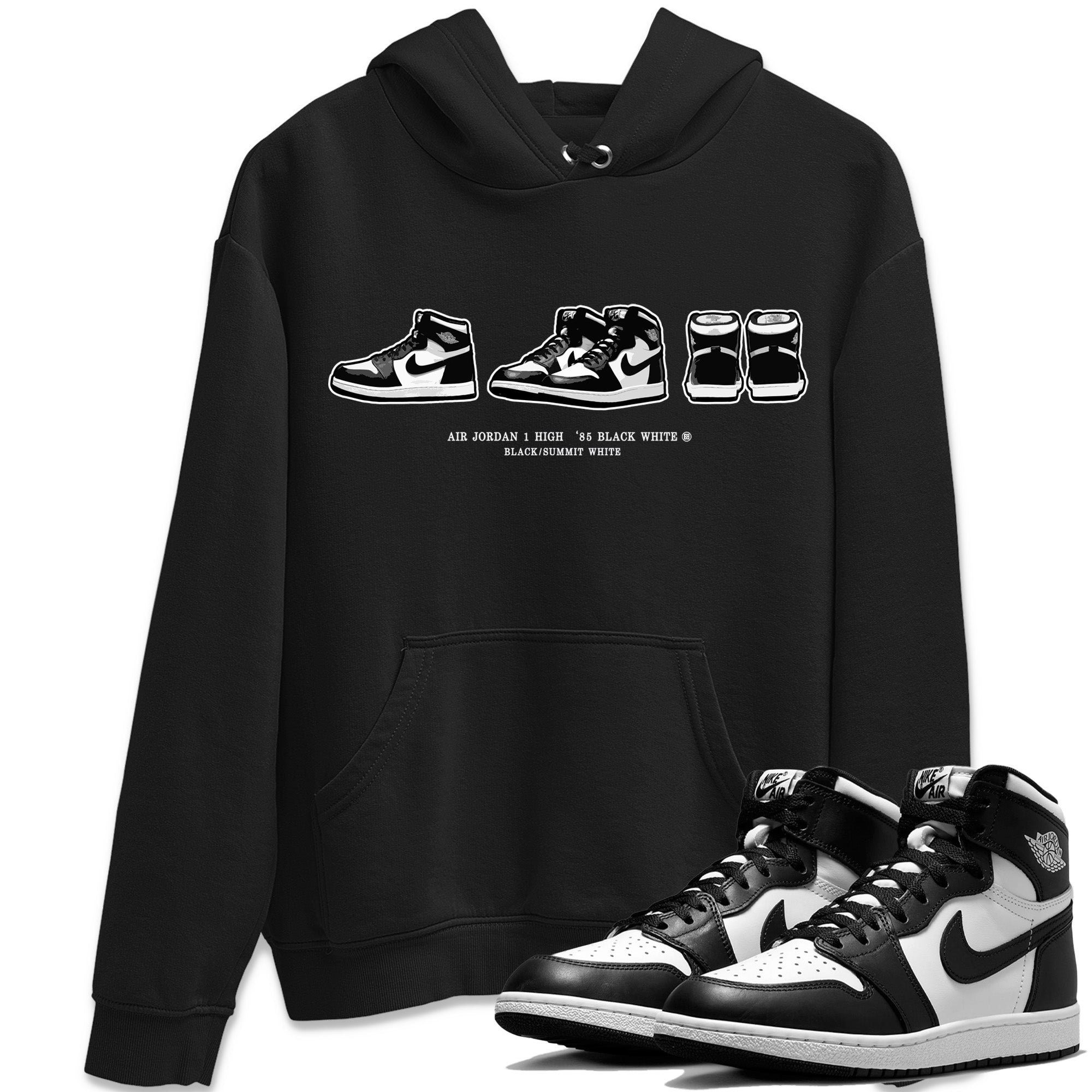 snkmatch Prelude Unisex Tops - Air Jordan 1 Black White