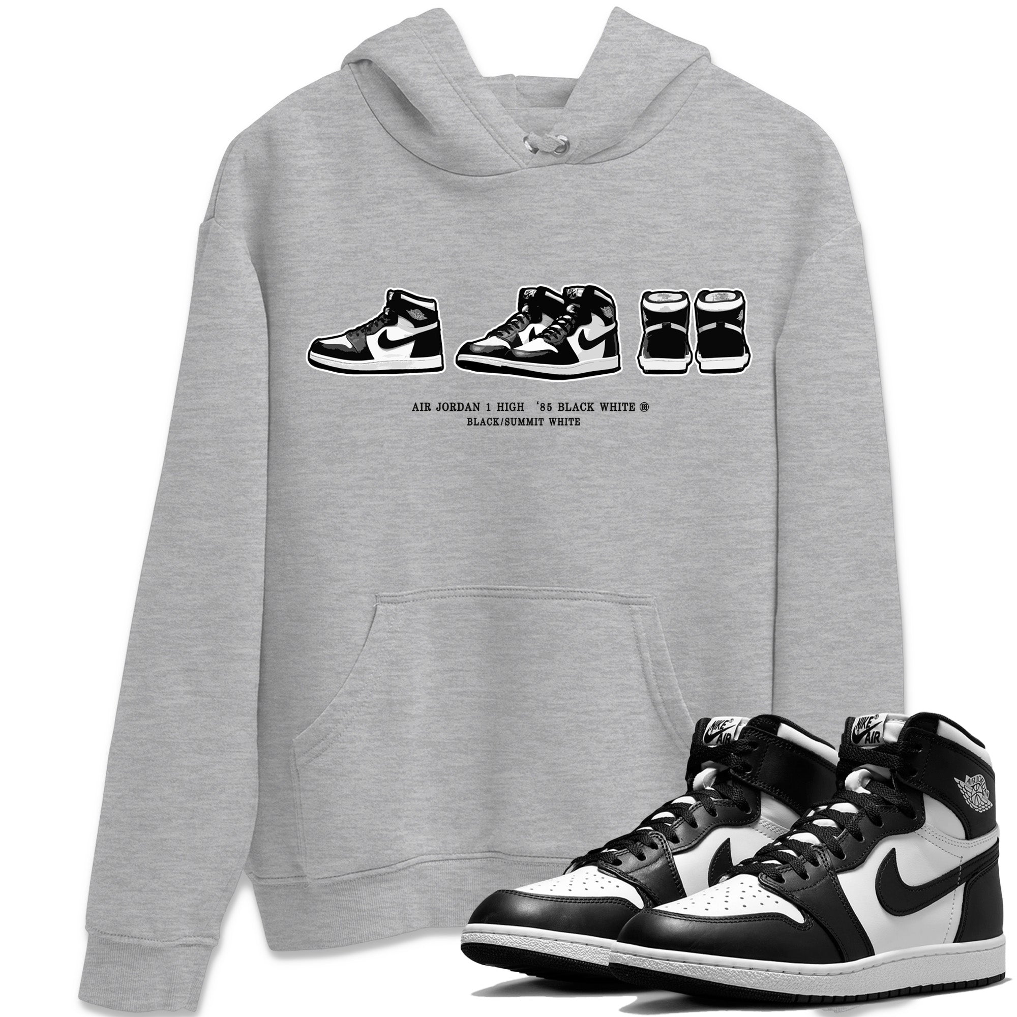 snkmatch Prelude Unisex Tops - Air Jordan 1 Black White