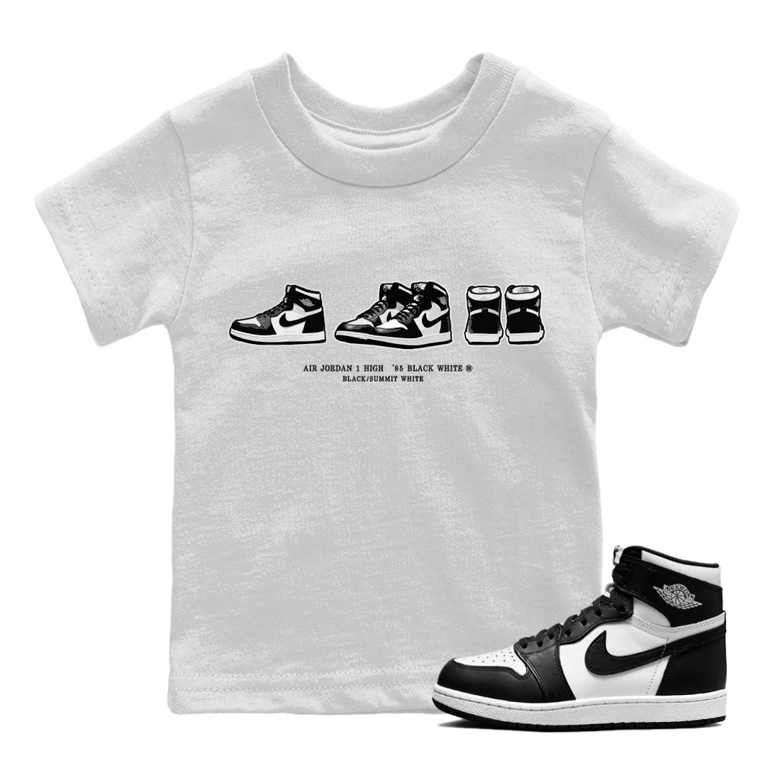 snkmatch Prelude Kids Tops - Air Jordan 1 Black White