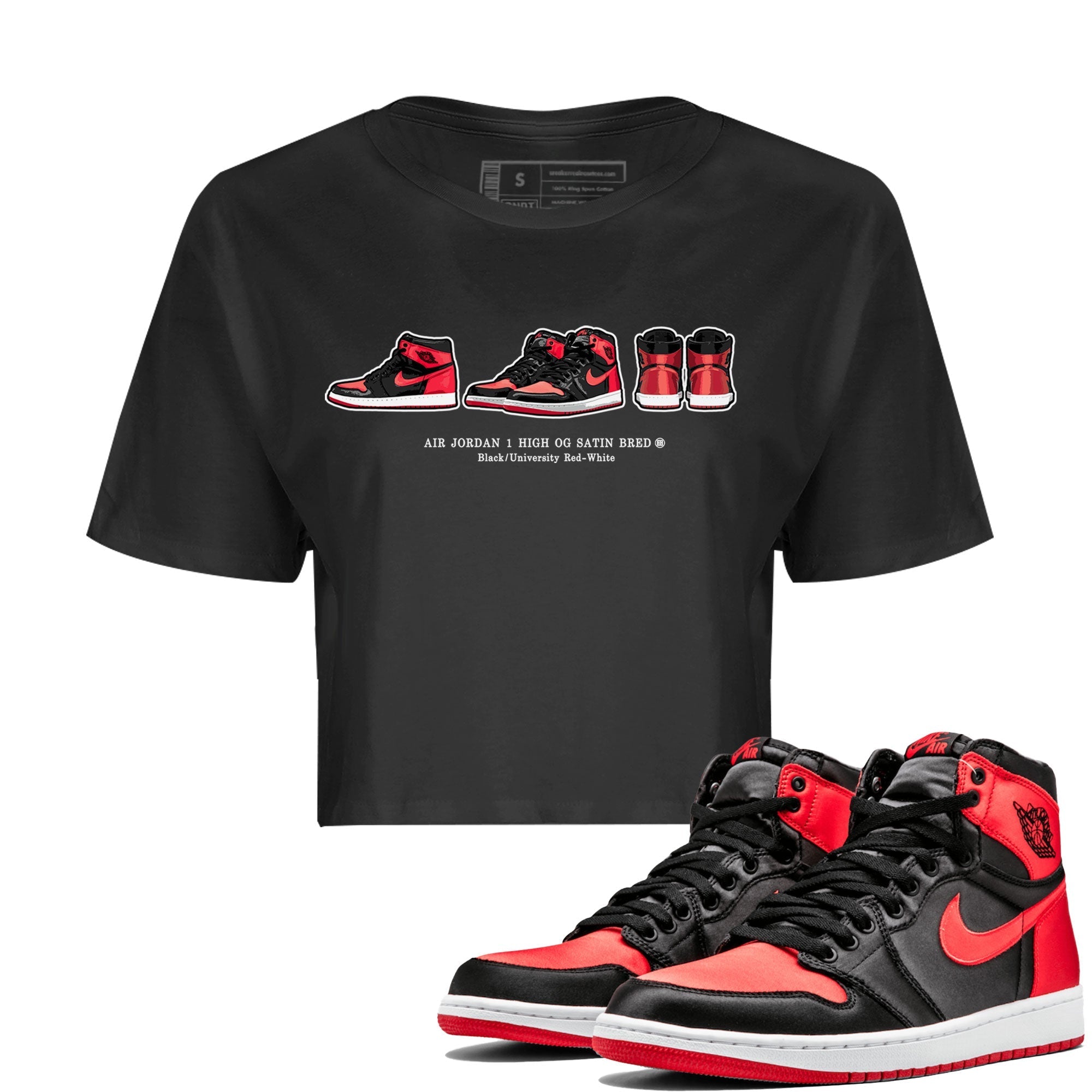 snkmatch Prelude Women's Tops - Air Jordan 1 Satin Bred