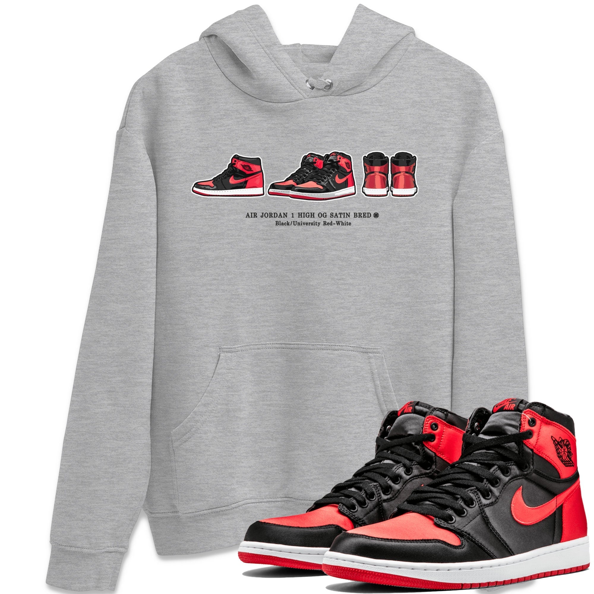 snkmatch Prelude Unisex Tops - Air Jordan 1 Satin Bred