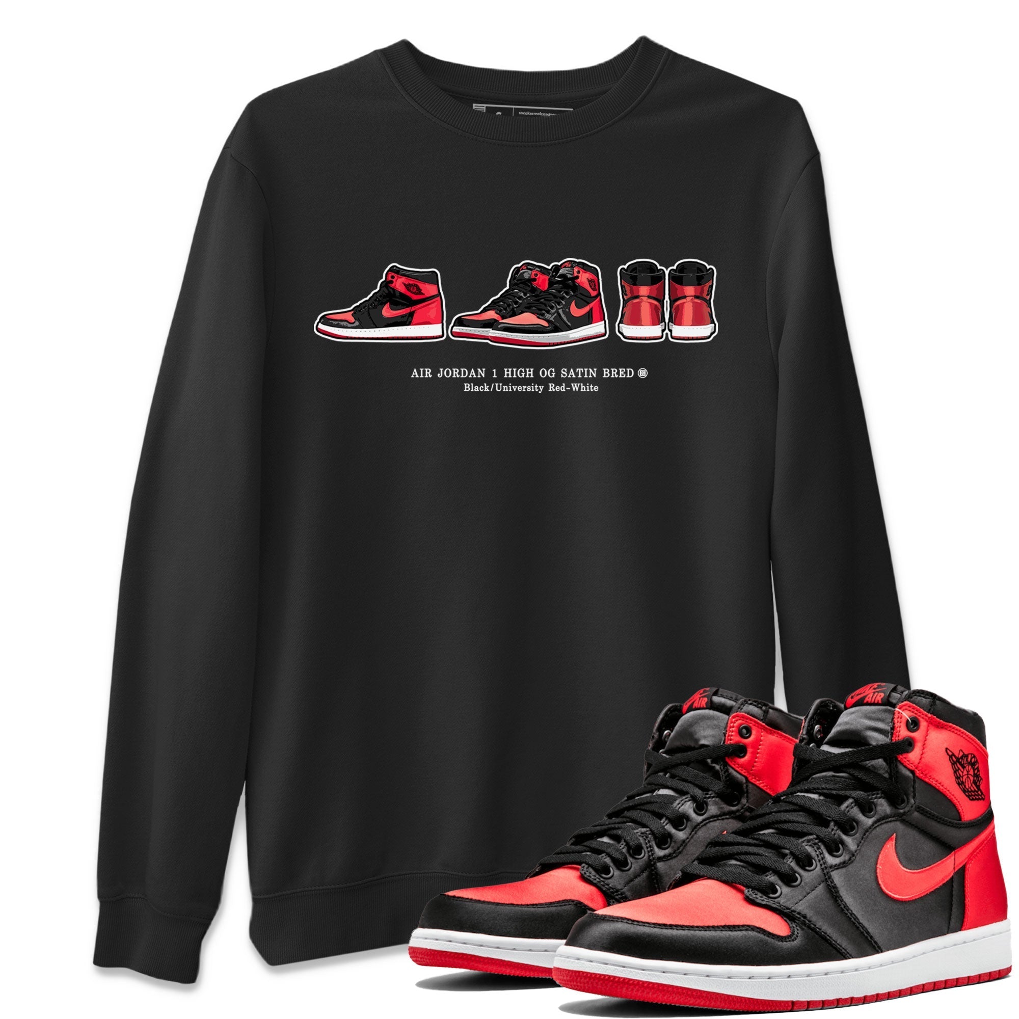 snkmatch Prelude Unisex Tops - Air Jordan 1 Satin Bred