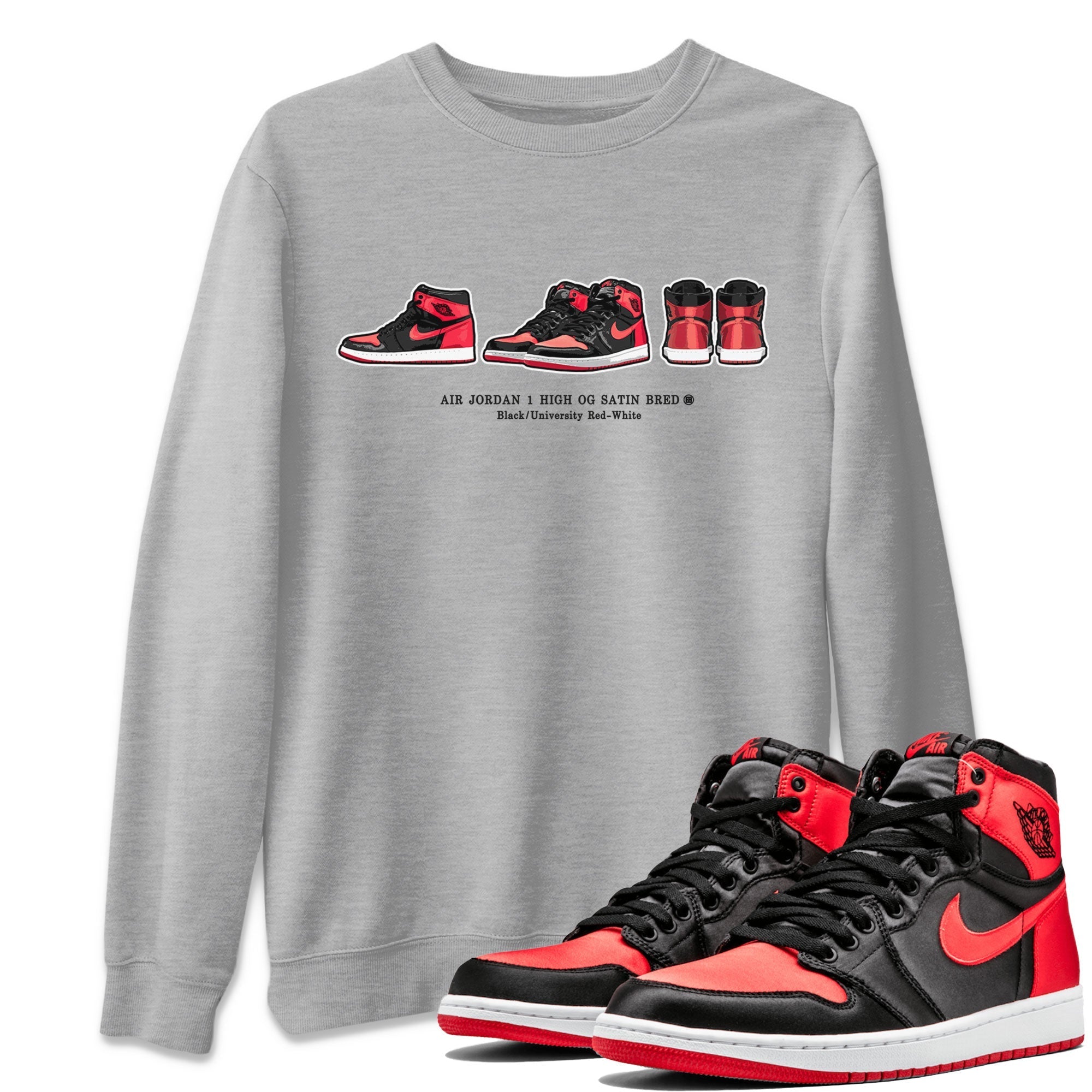 snkmatch Prelude Unisex Tops - Air Jordan 1 Satin Bred