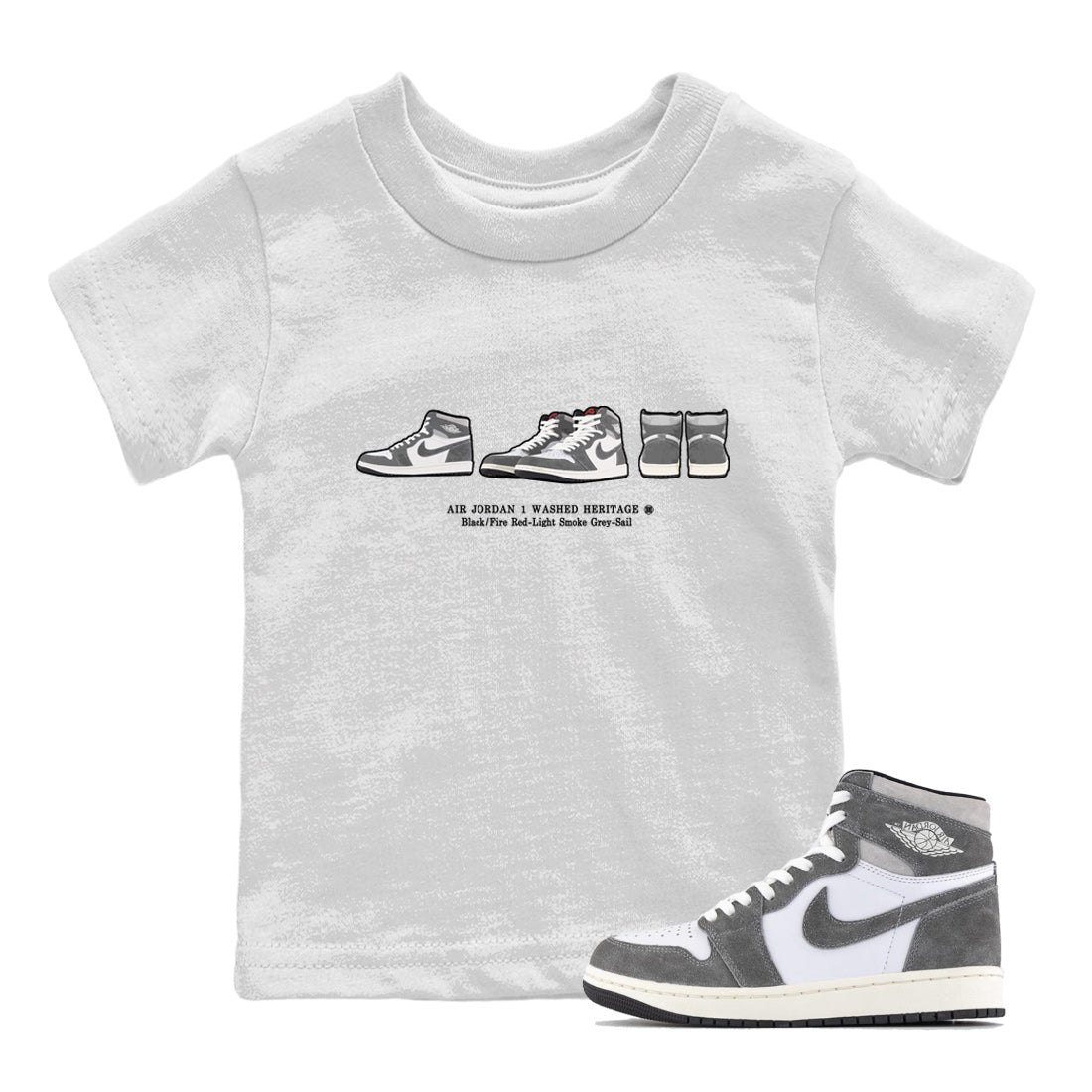 snkmatch Prelude Kids Tops - Air Jordan 1 Washed Heritage