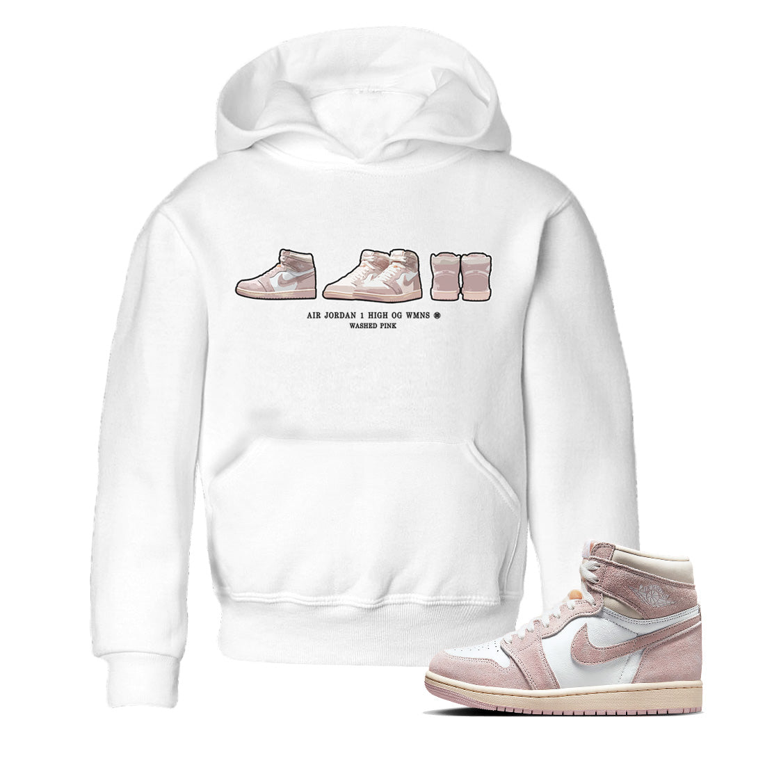 snkmatch Prelude Kids Tops - Air Jordan 1 Washed Pink