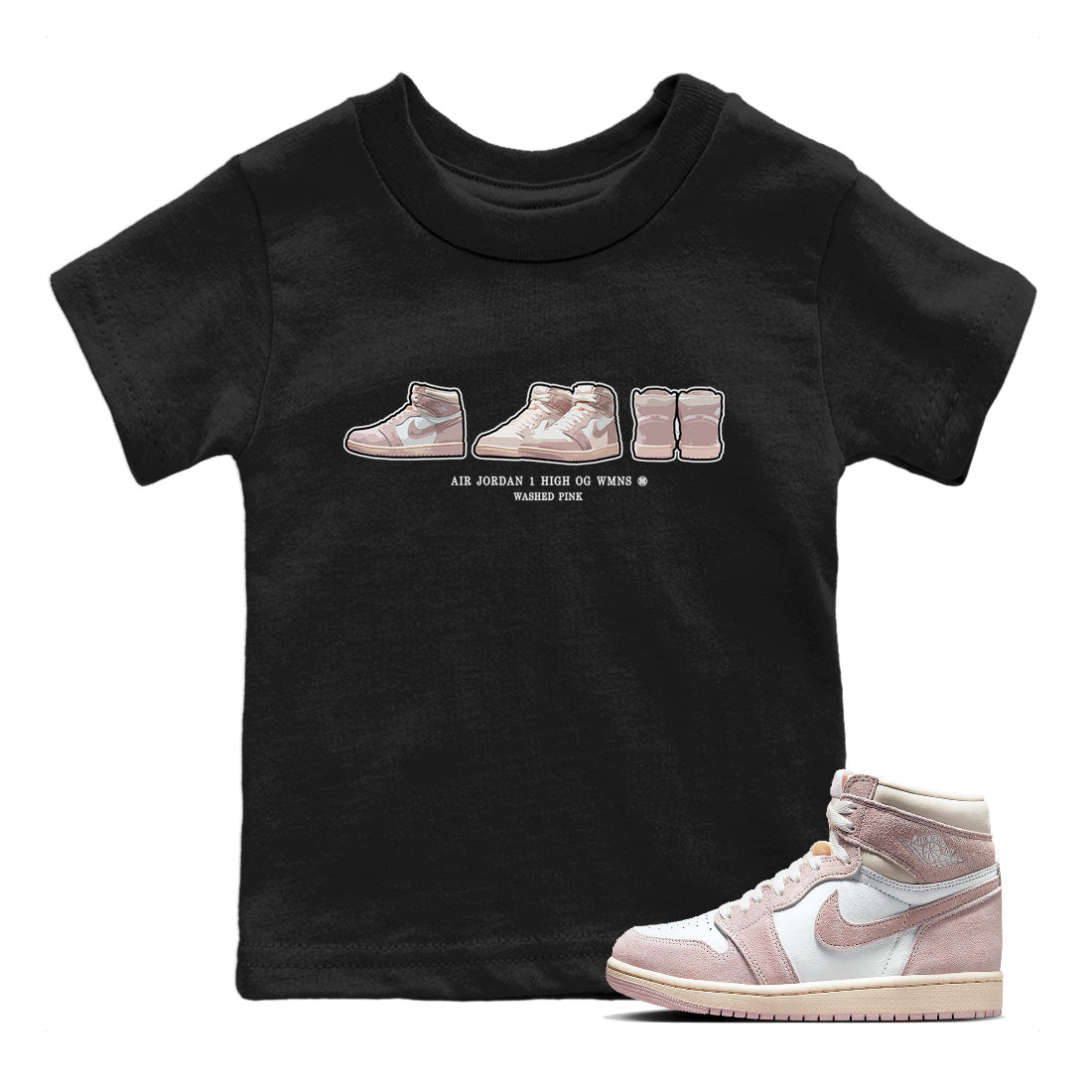 snkmatch Prelude Kids Tops - Air Jordan 1 Washed Pink