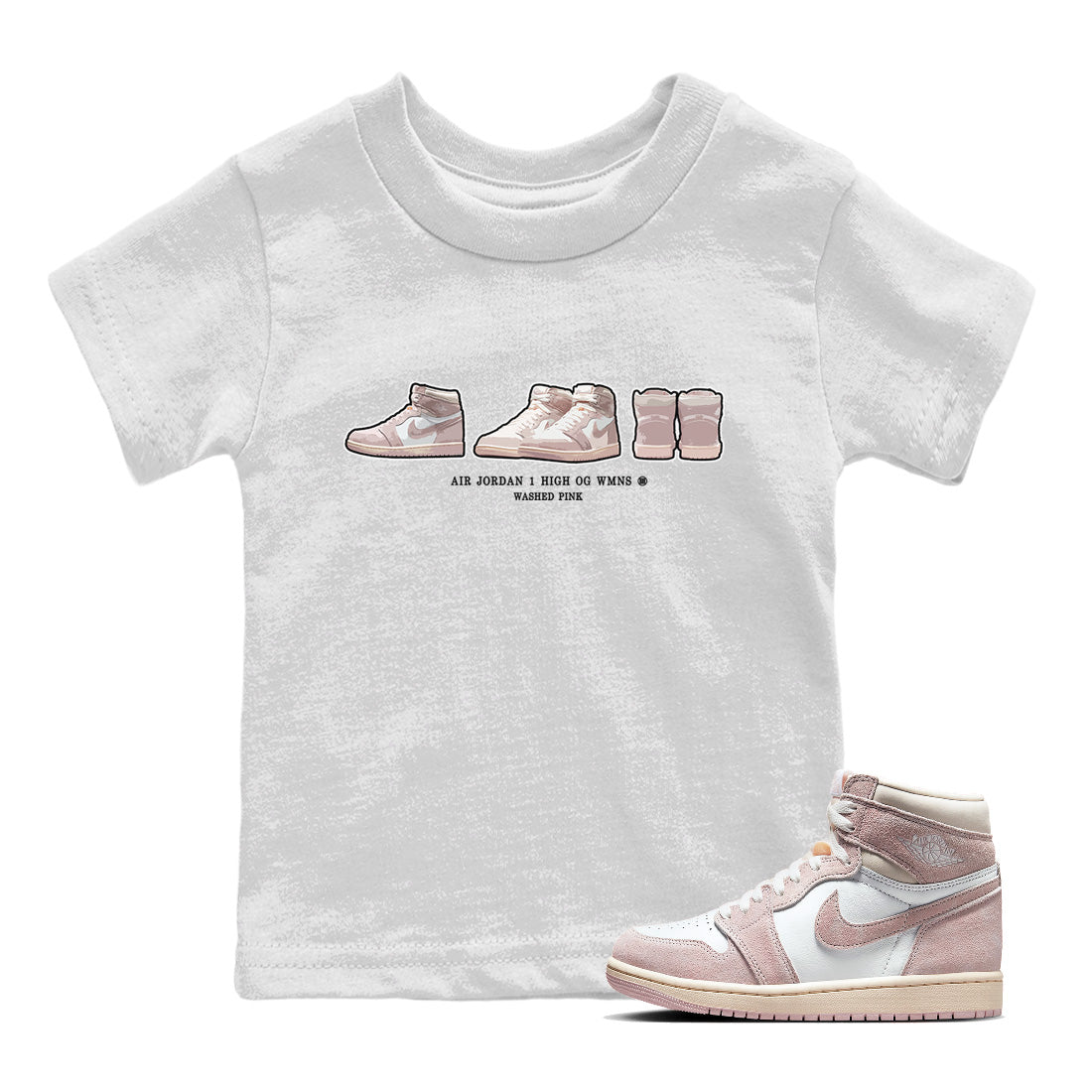 snkmatch Prelude Kids Tops - Air Jordan 1 Washed Pink
