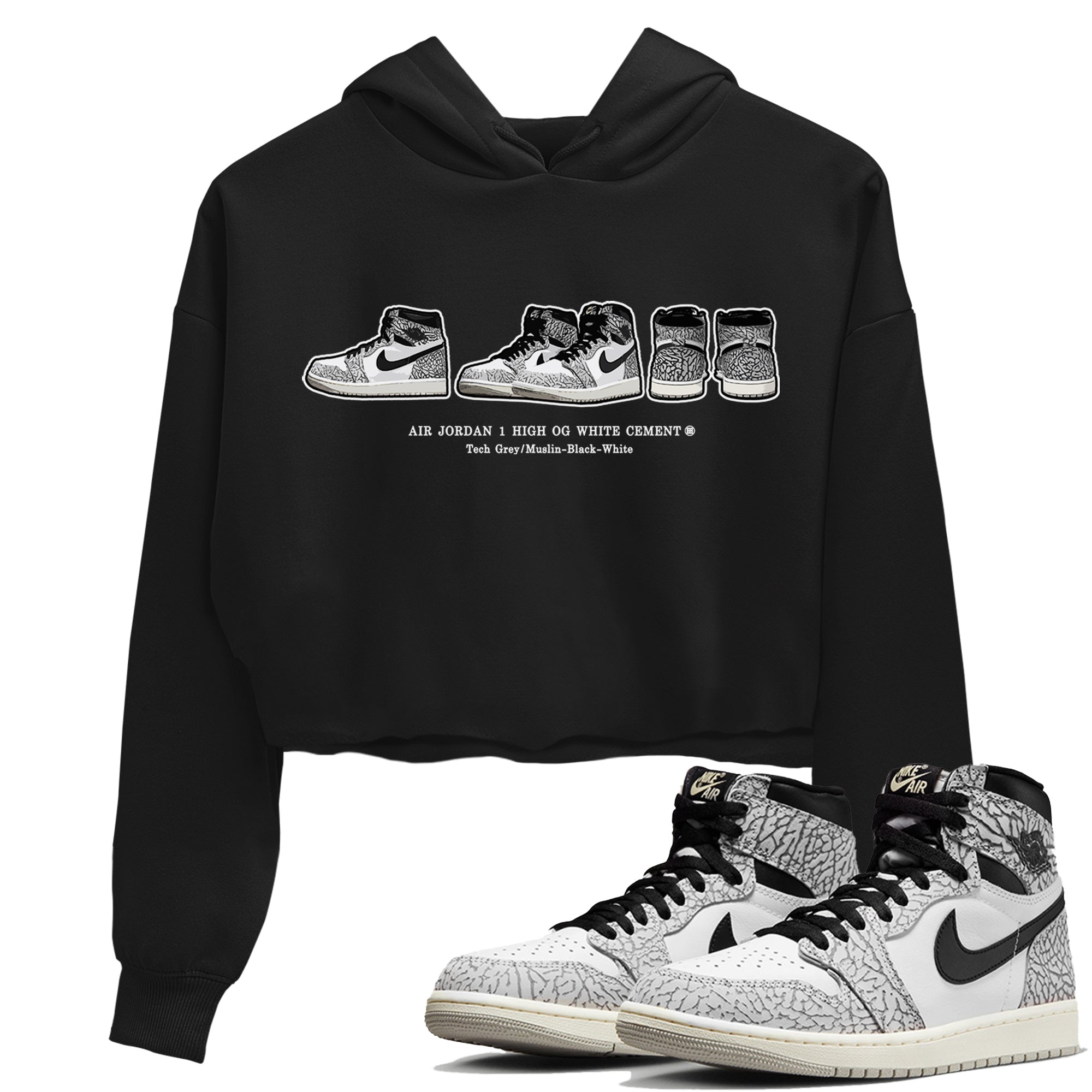 snkmatch Prelude Women's Tops - Air Jordan 1 White Cement