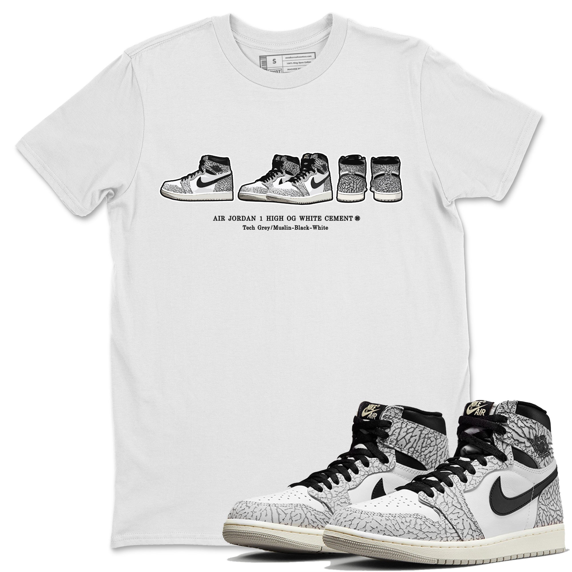 snkmatch Prelude Unisex Tops - Air Jordan 1 White Cement