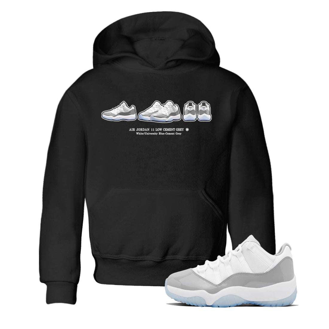 snkmatch Prelude Kids Tops - Air Jordan 11 White Cement