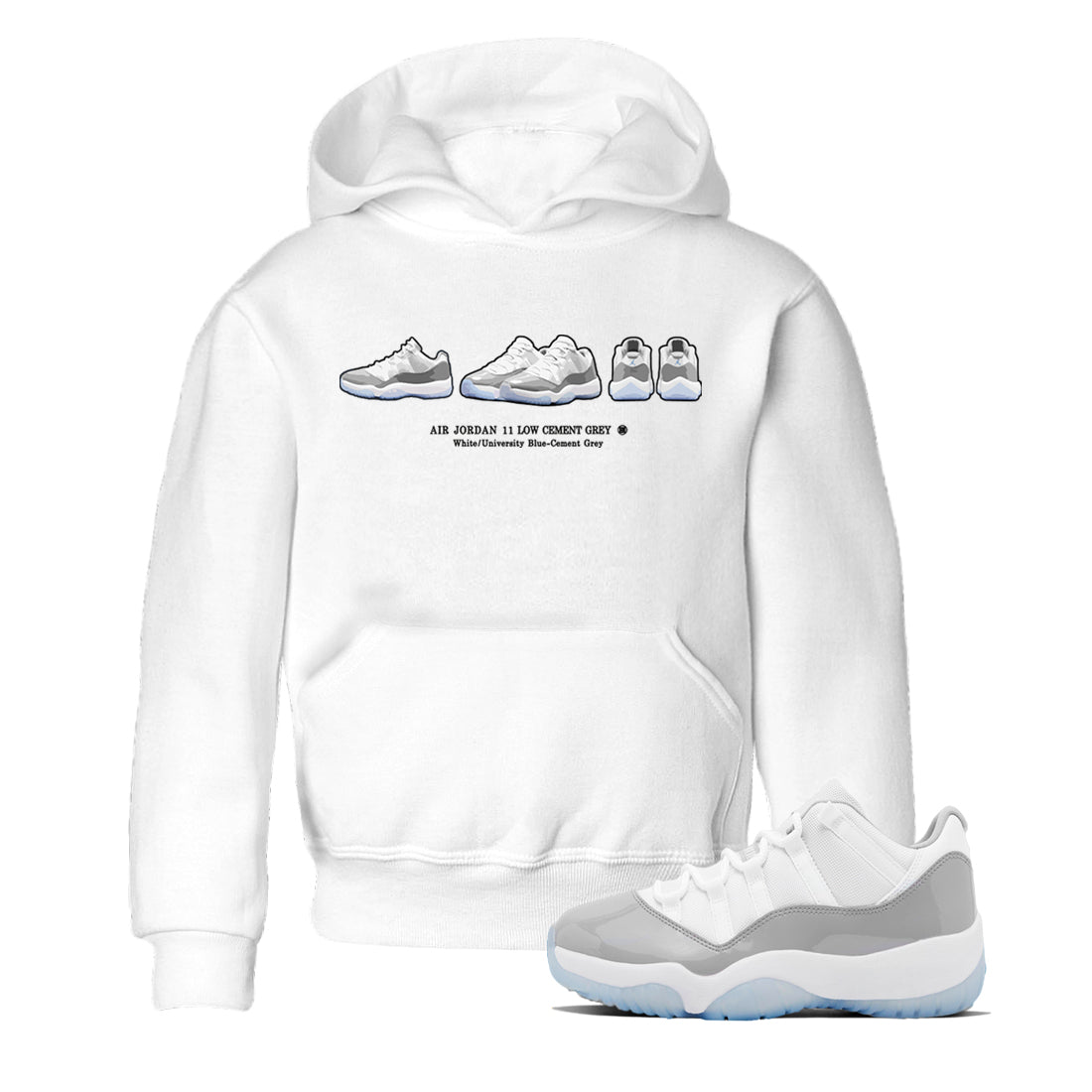 snkmatch Prelude Kids Tops - Air Jordan 11 White Cement