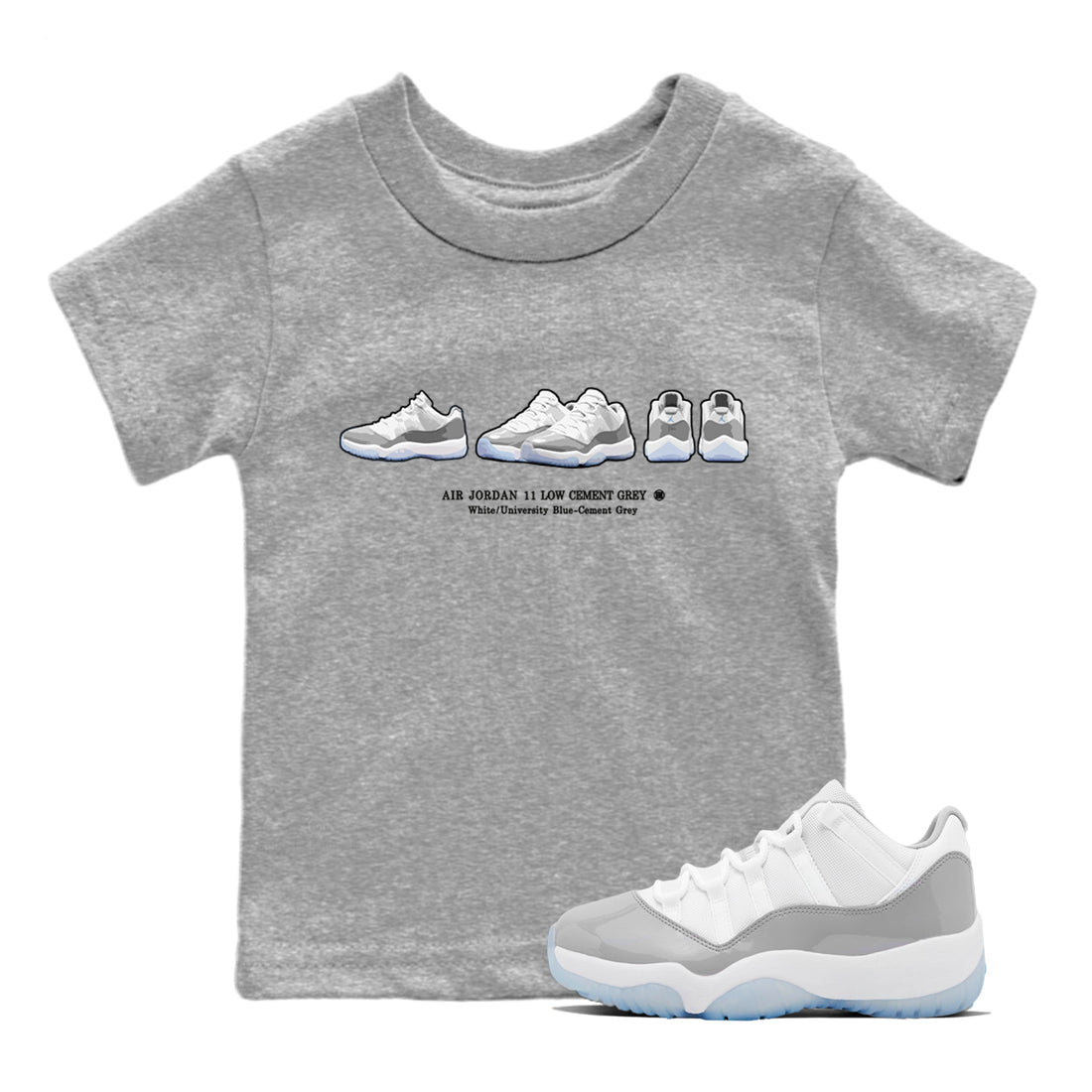 snkmatch Prelude Kids Tops - Air Jordan 11 White Cement