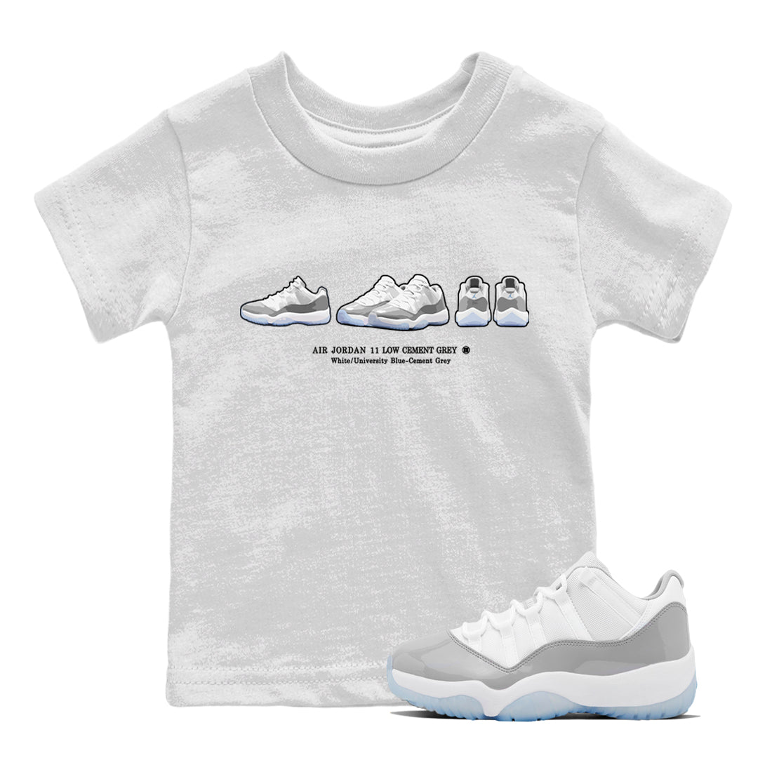 snkmatch Prelude Kids Tops - Air Jordan 11 White Cement