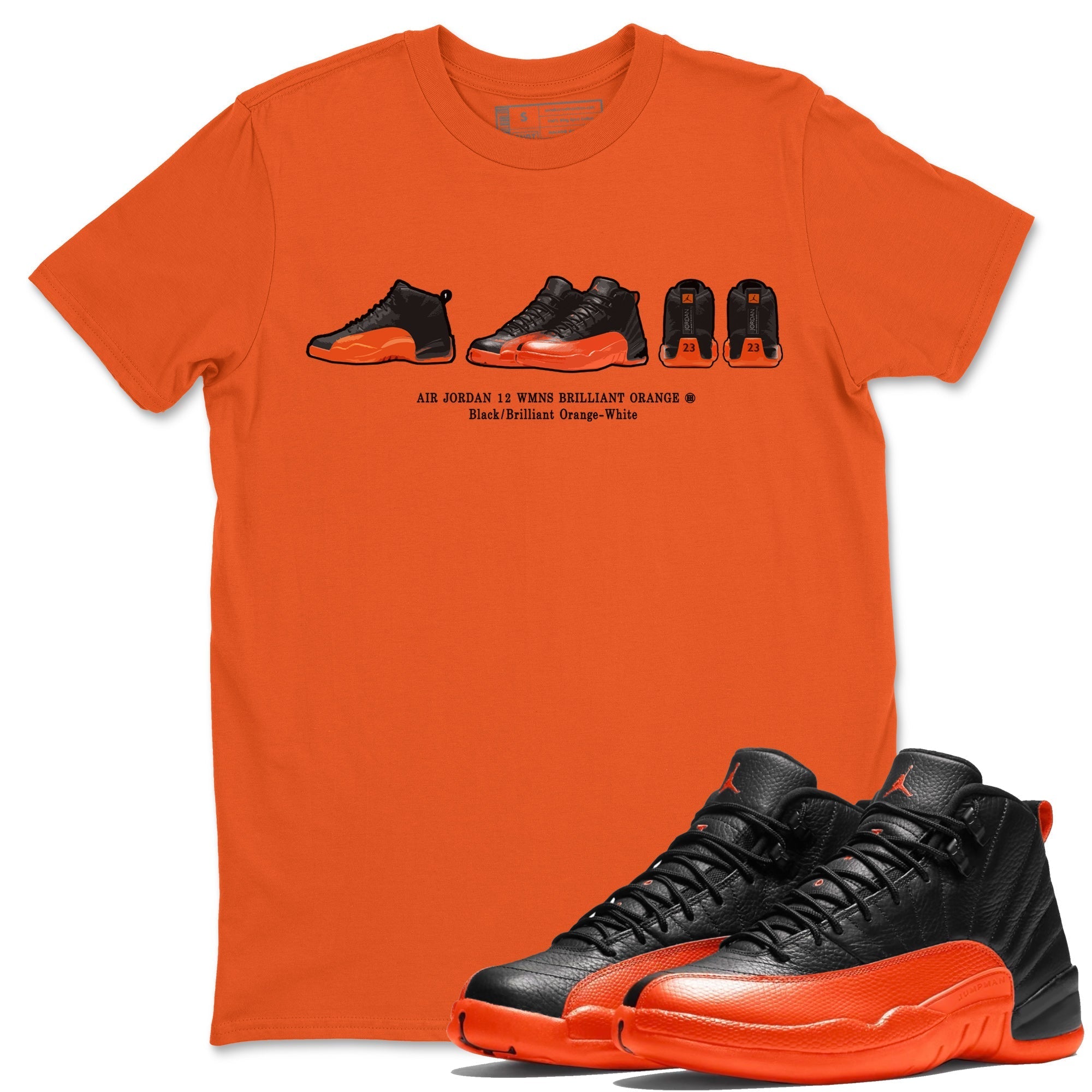 snkmatch Prelude Unisex Tops - Air Jordan 12 Brilliant Orange