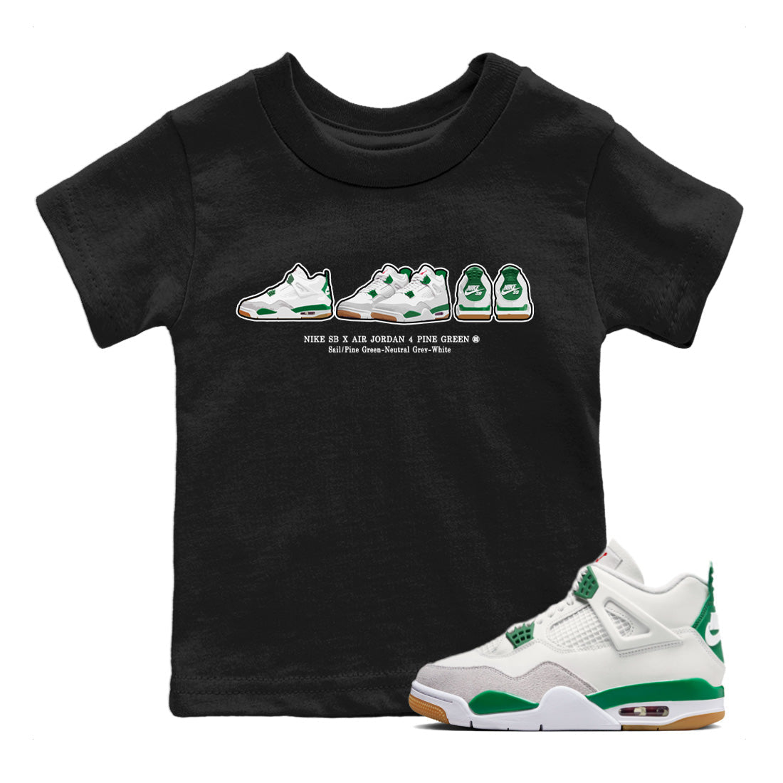 snkmatch Prelude Kids Tops - Air Jordan 4 Pine Green SB