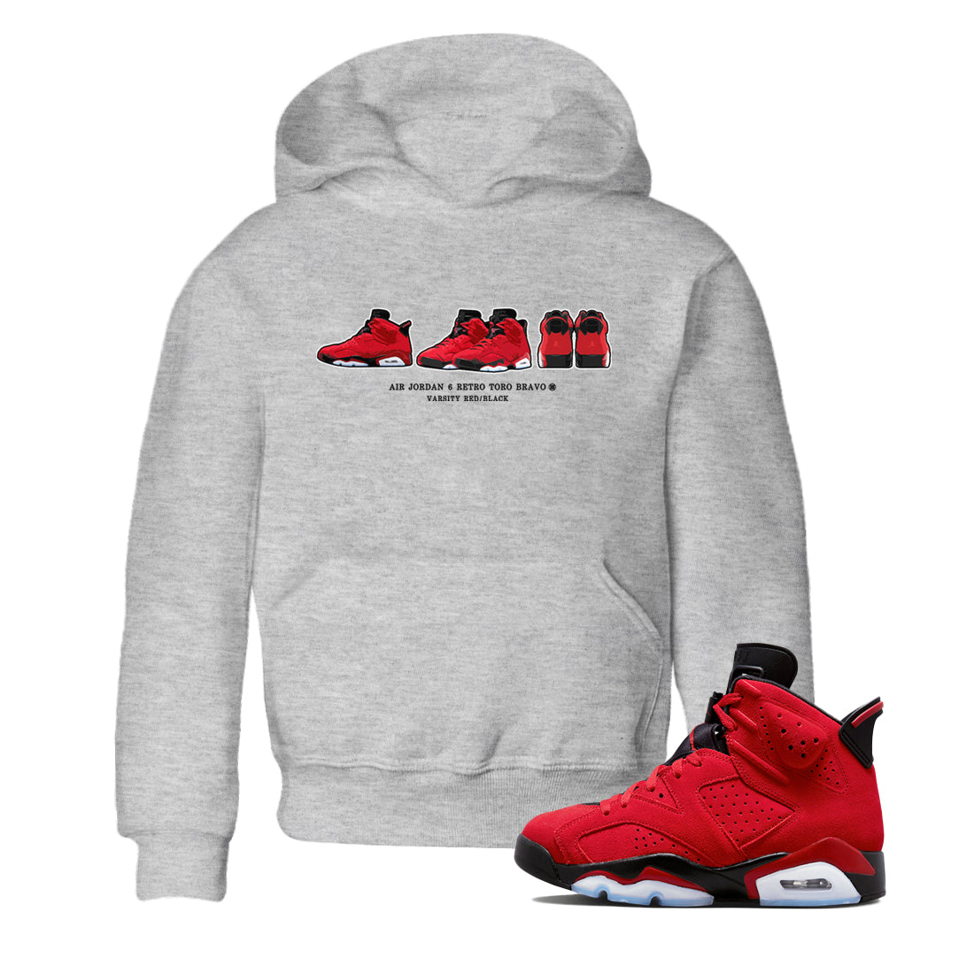 snkmatch Prelude Kids Tops - Air Jordan 6 Toro Bravo