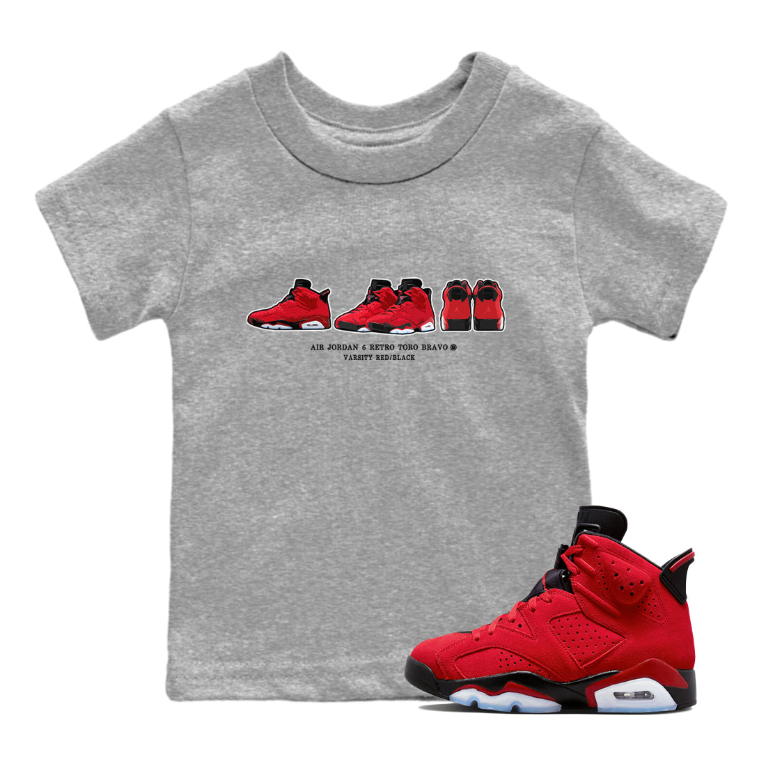 snkmatch Prelude Kids Tops - Air Jordan 6 Toro Bravo