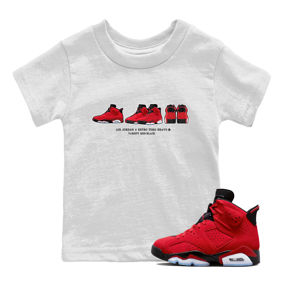 snkmatch Prelude Kids Tops - Air Jordan 6 Toro Bravo