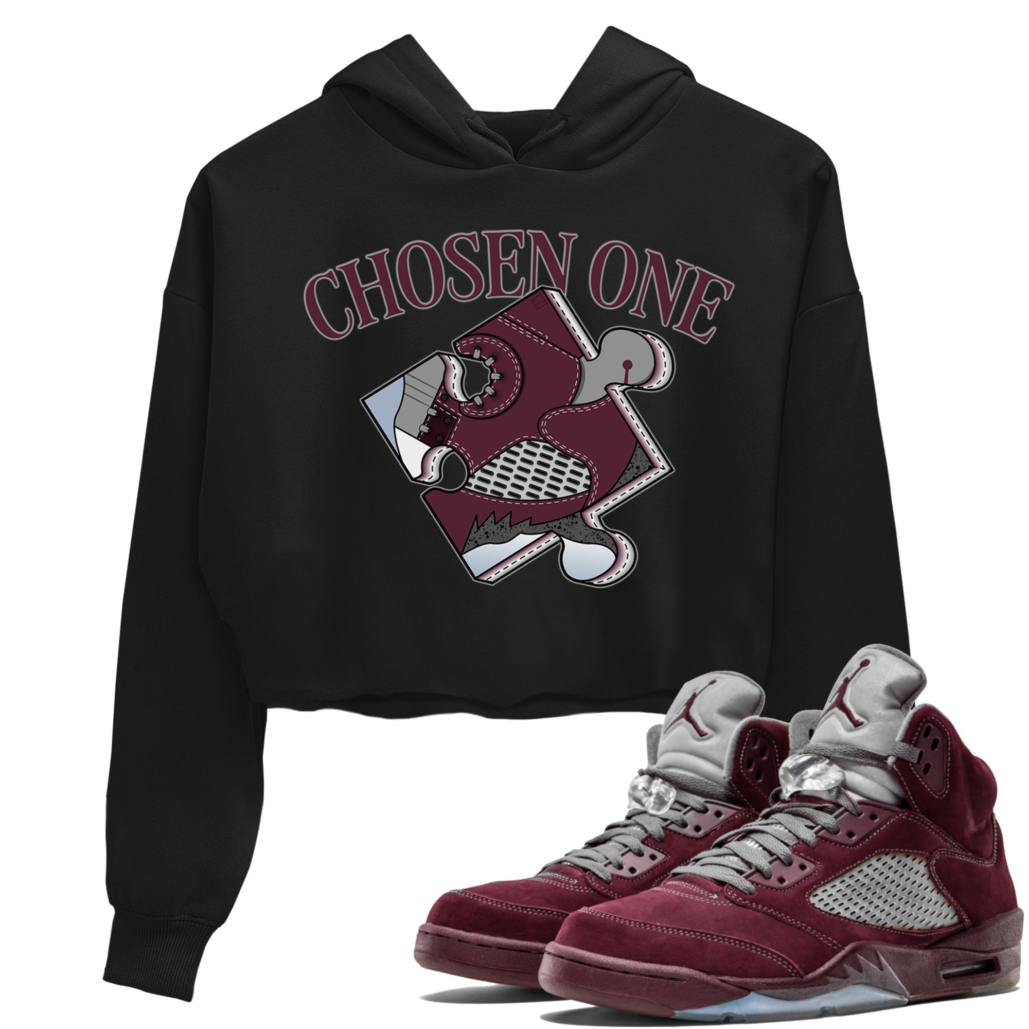 snkmatch Puzzle snkmatch Women's Top - Air Jordan 5 Burgundy