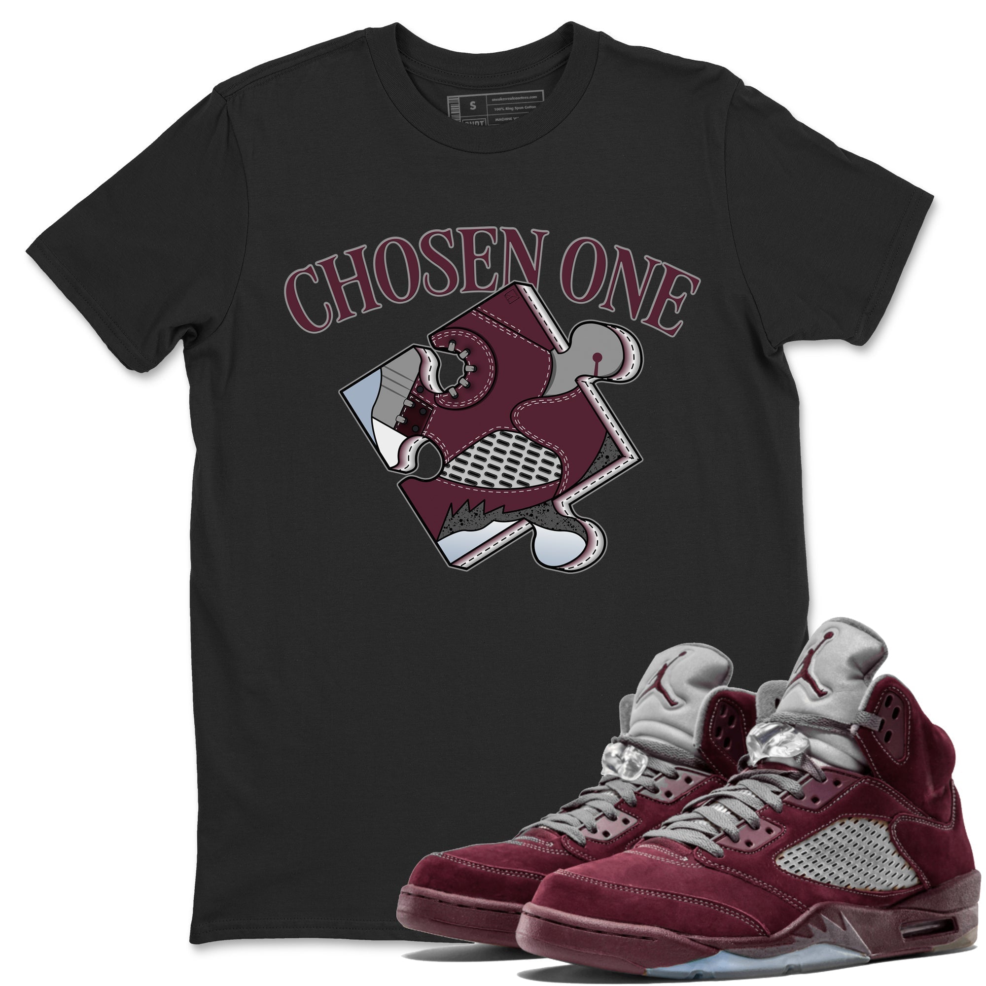 snkmatch Puzzle snkmatch Tee - Air Jordan 5 Burgundy